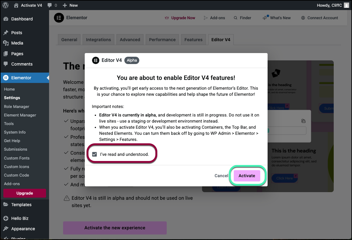 Image [5]-Elementor Editor V4 First Look : Explication détaillée des nouvelles fonctionnalités de l'éditeur et guide d'activation