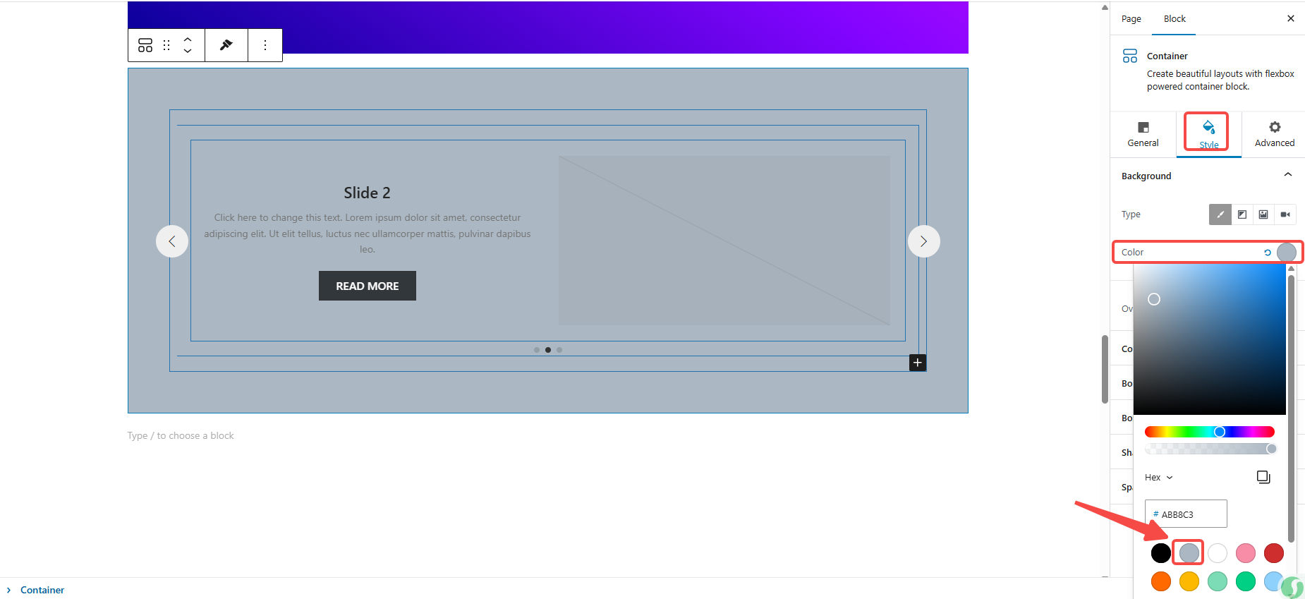 Image [15] - Utilisation d'Astra et de Gutenberg pour créer une vitrine de rotation graphique.