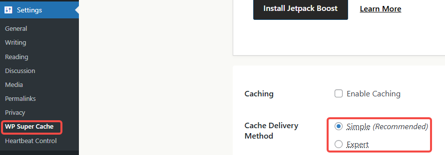 图片[3]-WP Super Cache 缓存模式对比：Simple 与 Expert 怎么选？