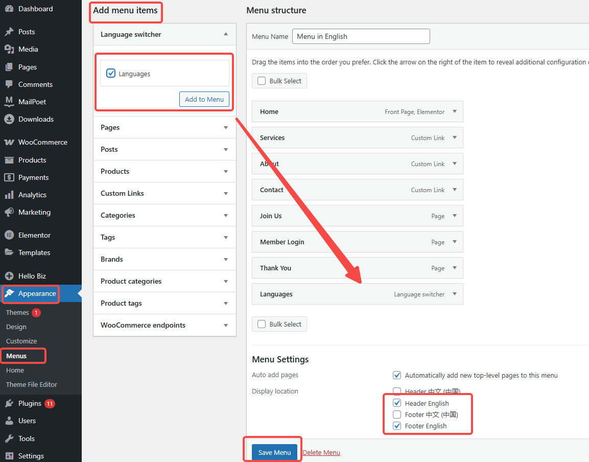 Image [7] - Construire un site web d'entreprise multilingue avec Hello Biz : Meilleures pratiques pour le support WPML et Polylang