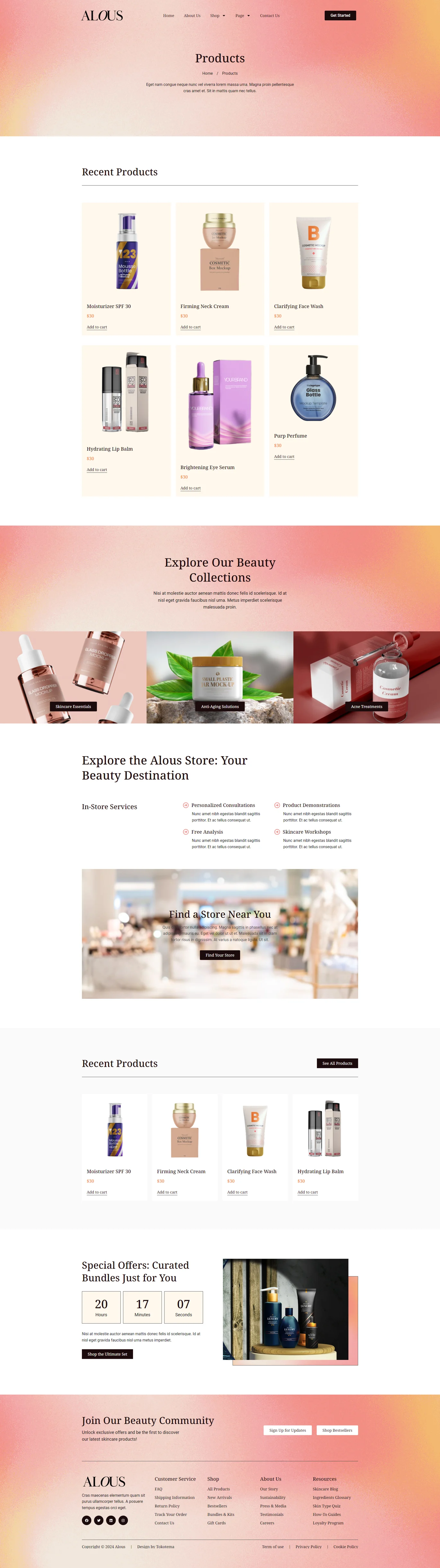 Image [1] - Alous - Beauty & Skincare Ecommerce Elementor Pro Template Kit - Photon Fluctuation Network | Servicio profesional de reparación de WordPress, alcance global, respuesta rápida