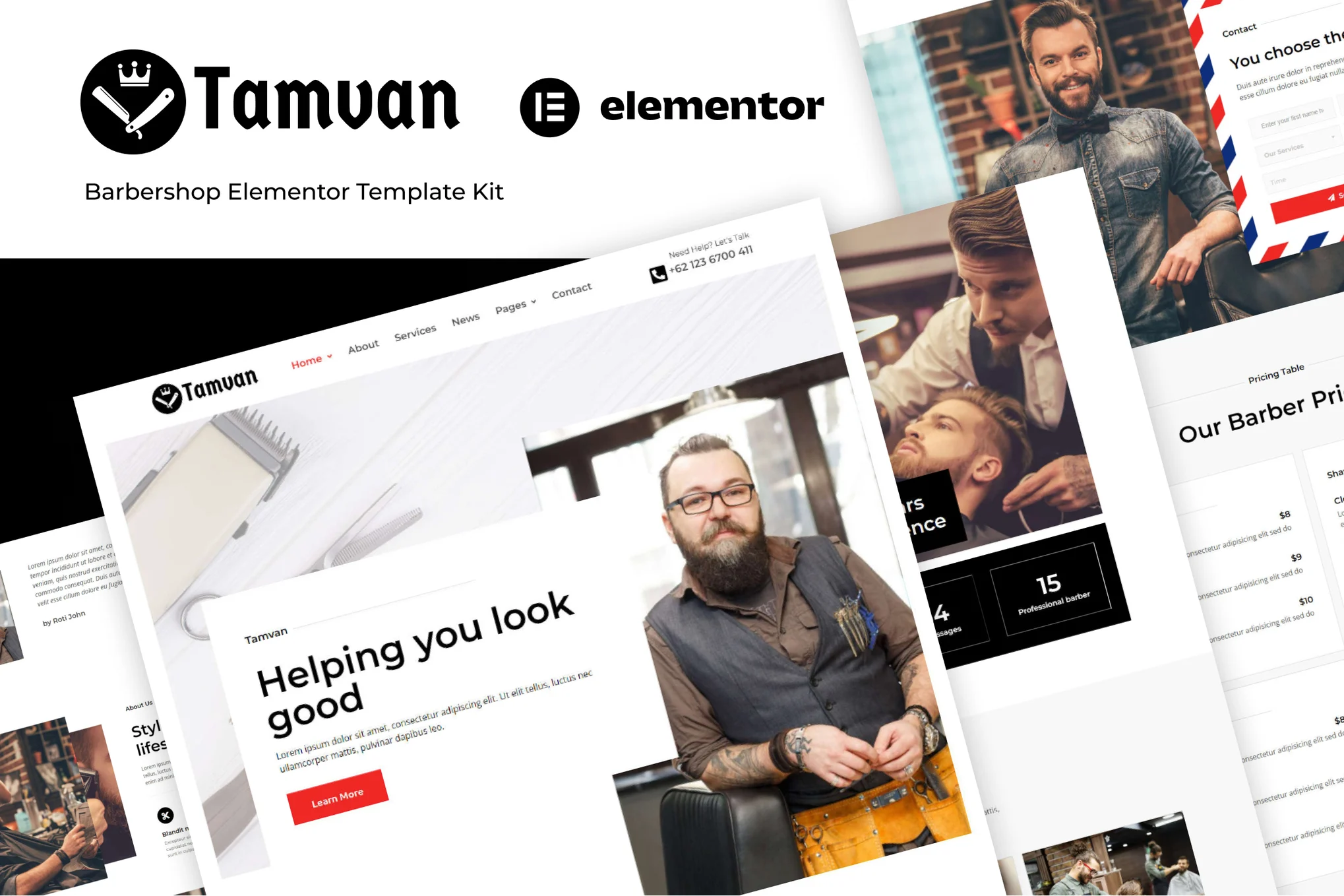 Tamvan – 理发店 Elementor 模板套件-光子波动网 | 专业WordPress修复服务，全球范围，快速响应