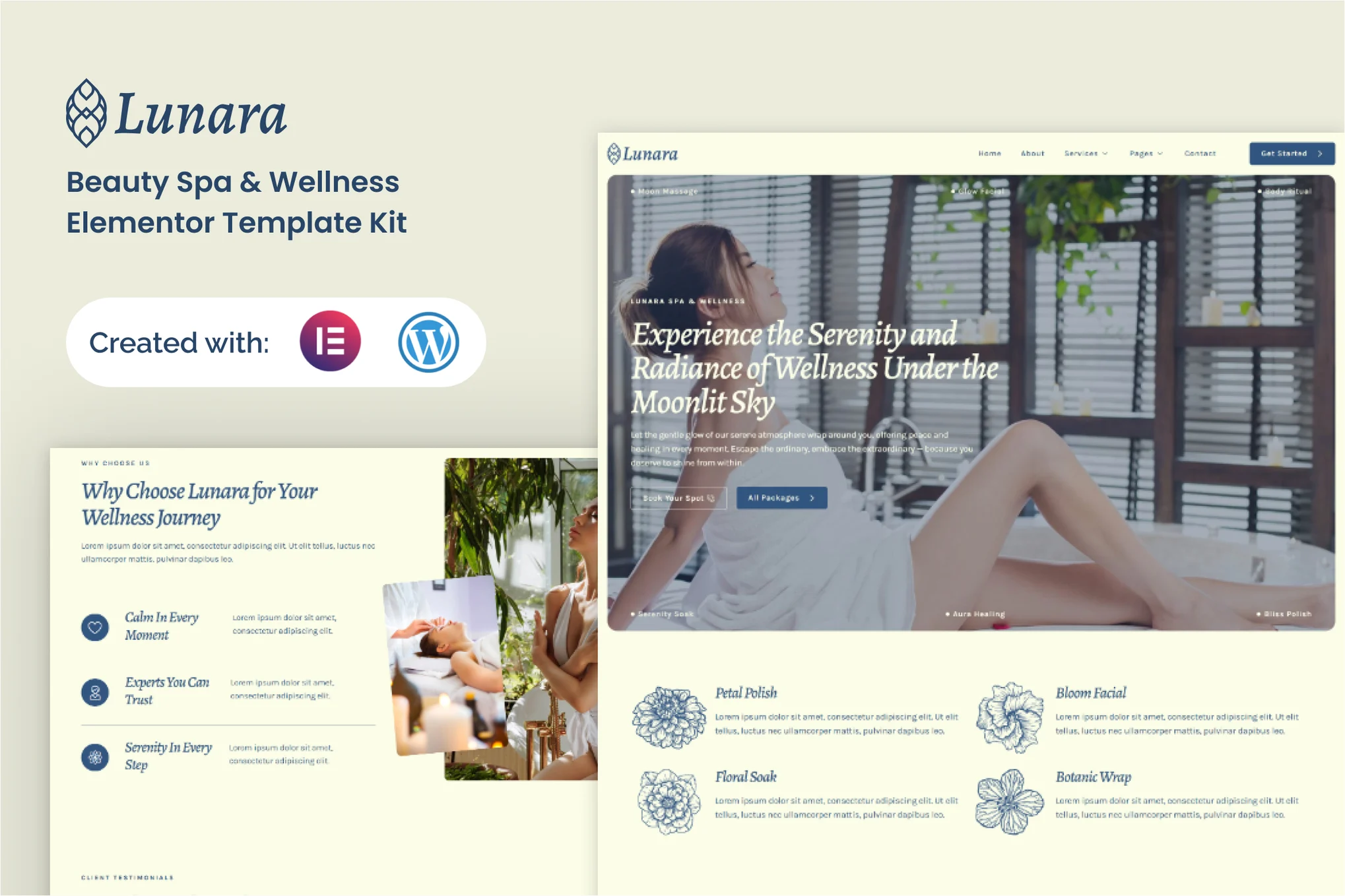 Lunara - Beauty Spa Elementor Template Suite - photonflux.com | Professional WordPress Repair Service, Global Reach, Fast Response