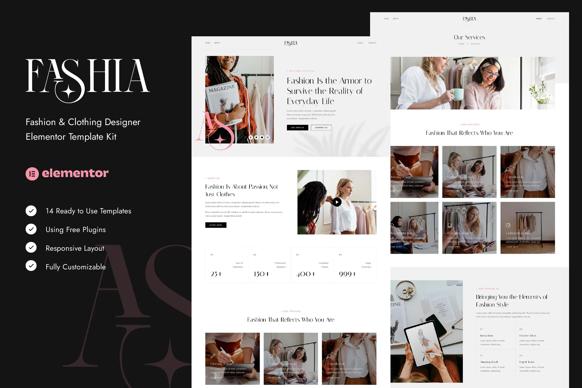 Fashia - Fashion & Clothing Design Elementor Template Suite - Photon Flux | Professional WordPress Repair Service, Global Reach, Quick Response