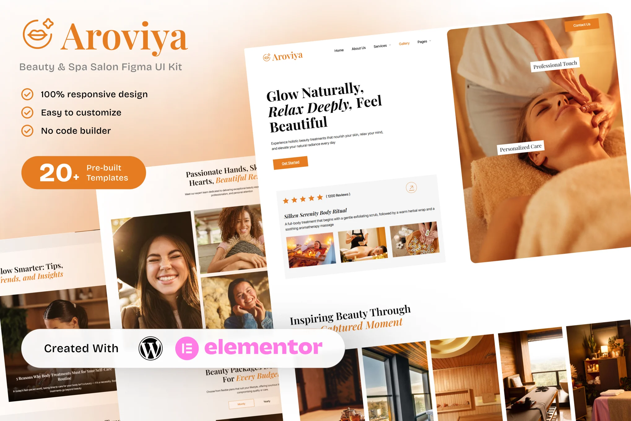 Aroviya - Beauty & Spa Salon Elementor Template Suite (for health & self-care services) - Photon Flux | Servicio profesional de restauración de WordPress, alcance global, respuesta rápida