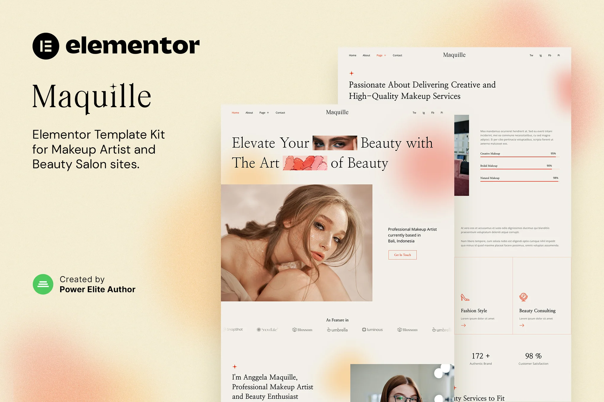 Maquille - Makeup Artist & Hair Stylist Elementor Template Suite - photonwave.com | Professional WordPress Repair Service, Global Reach, Fast Response