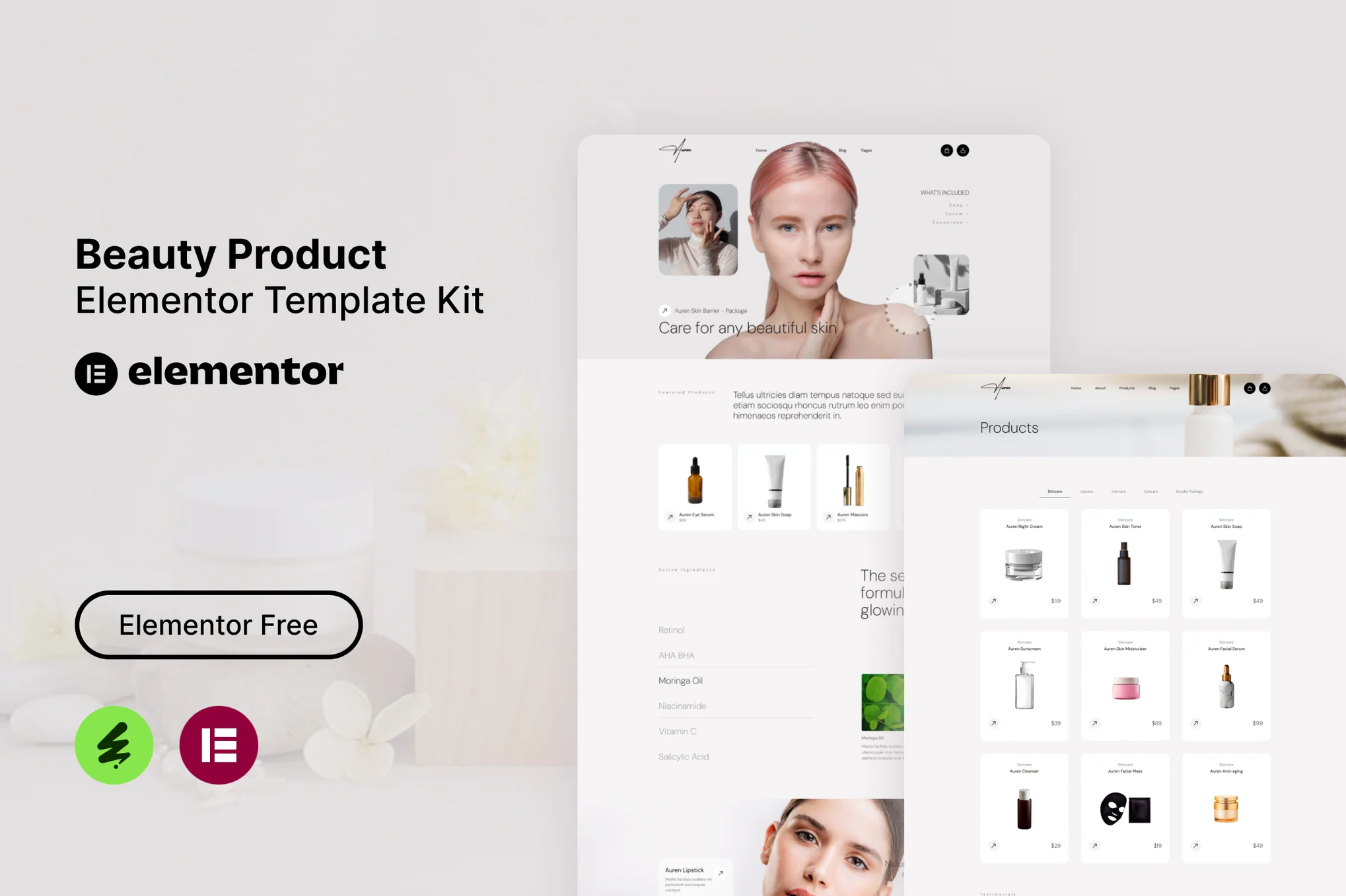 Auren - Beauty Products Elementor Template Suite - Photon Flux|プロのWordPress修理サービス、グローバルリーチ、迅速な対応