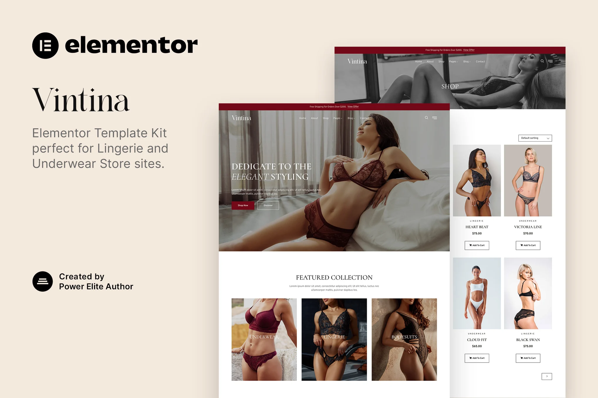 Vintina - Women's Lingerie WooCommerce Elementor Template Kit - Photon Fluctuation Network | Servicio Profesional de Reparaciones de WordPress, Cobertura Global, Respuesta Rápida
