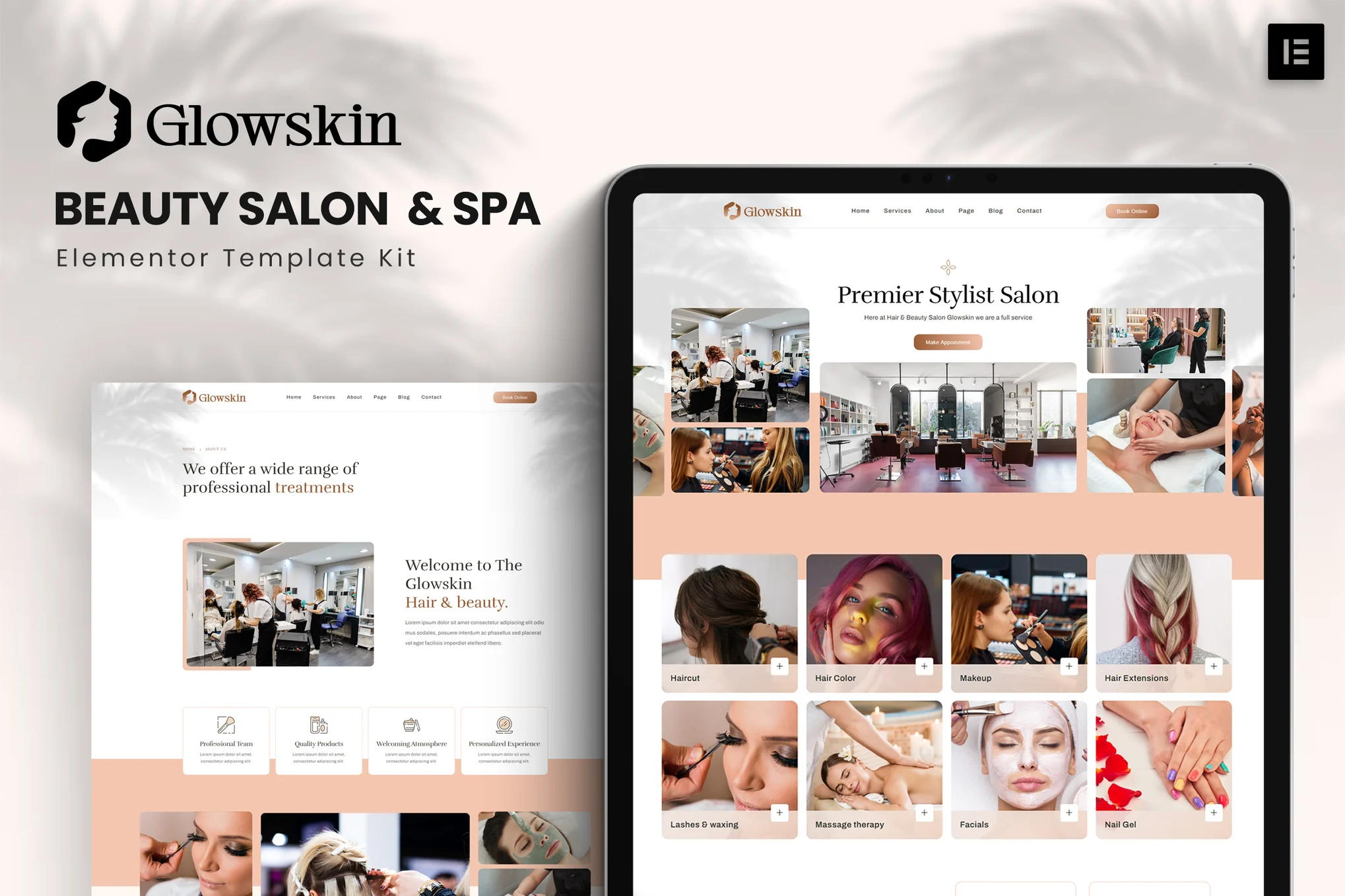 Glowskin - Beauty Salon and Spa Elementor Template Suite - Photon Flux | Servicio profesional de reparación de WordPress, alcance global, respuesta rápida