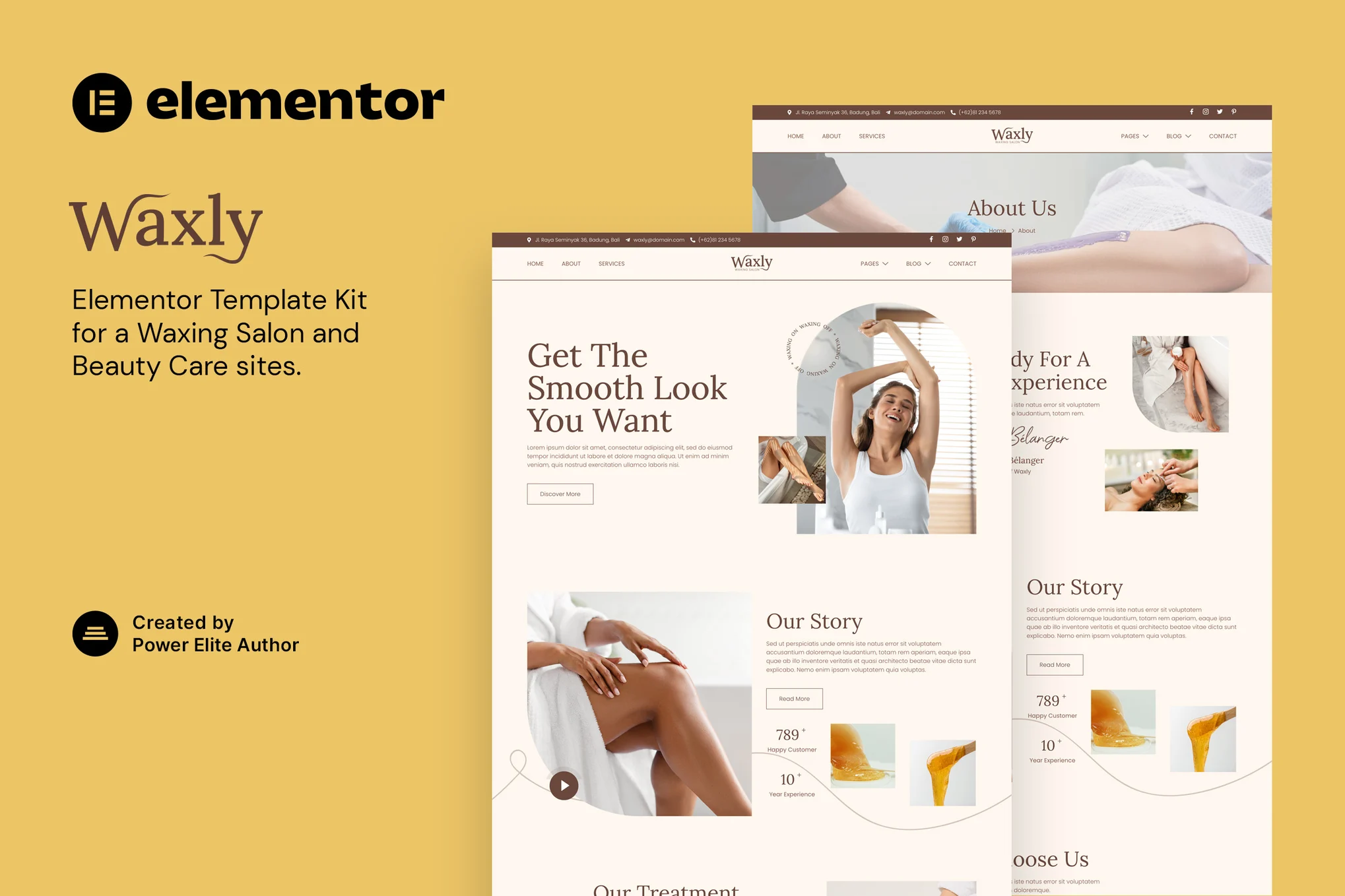 Waxly - Hair Removal Salon & Beauty Care Elementor Template Kit - Photonwave.com | Servicio profesional de restauración de WordPress, alcance global, respuesta rápida