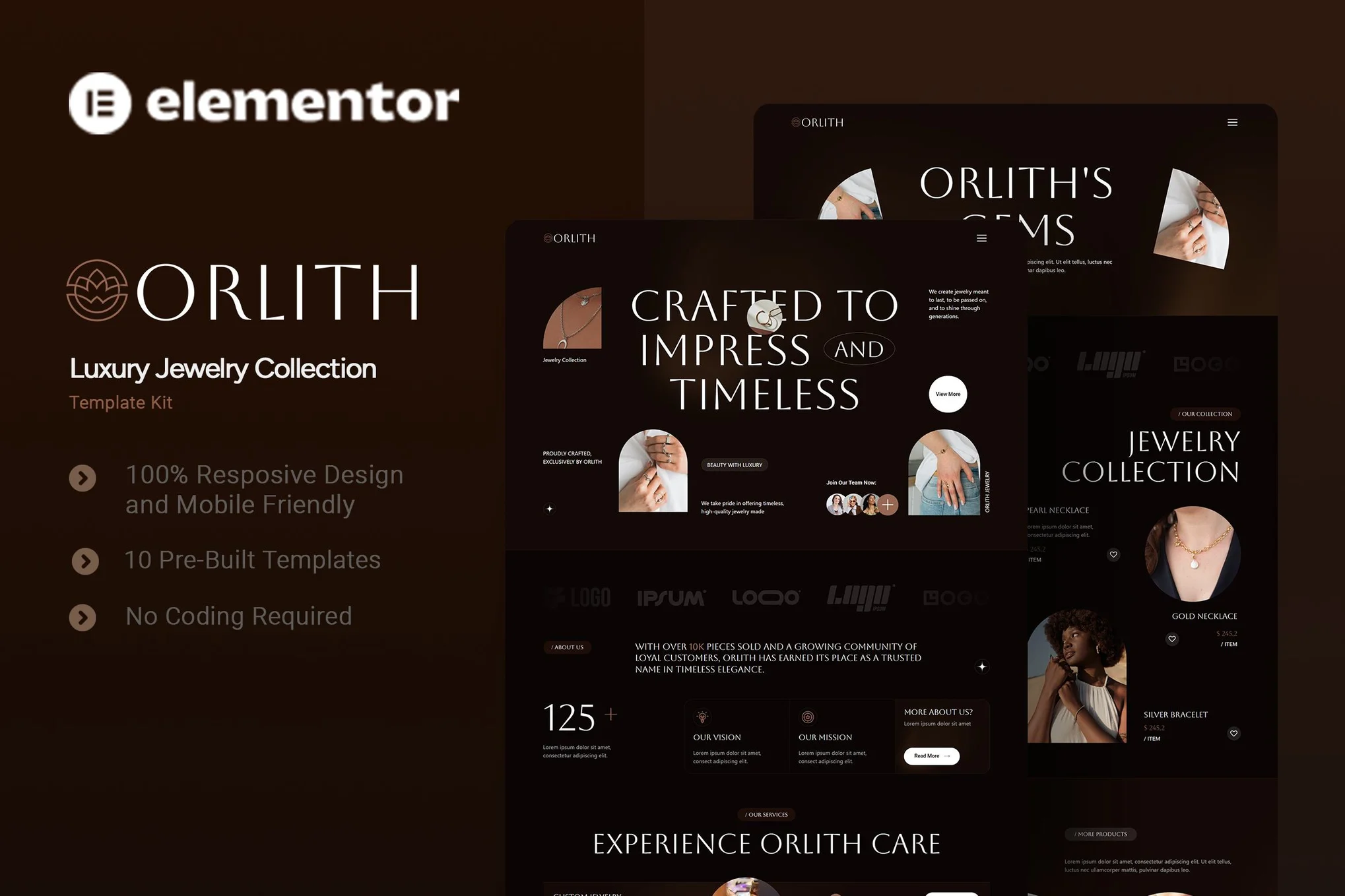 Orlith - Luxury Jewellery Collection Elementor Template Suite - Photon Flux | Servicio profesional de reparación de WordPress, alcance global, respuesta rápida