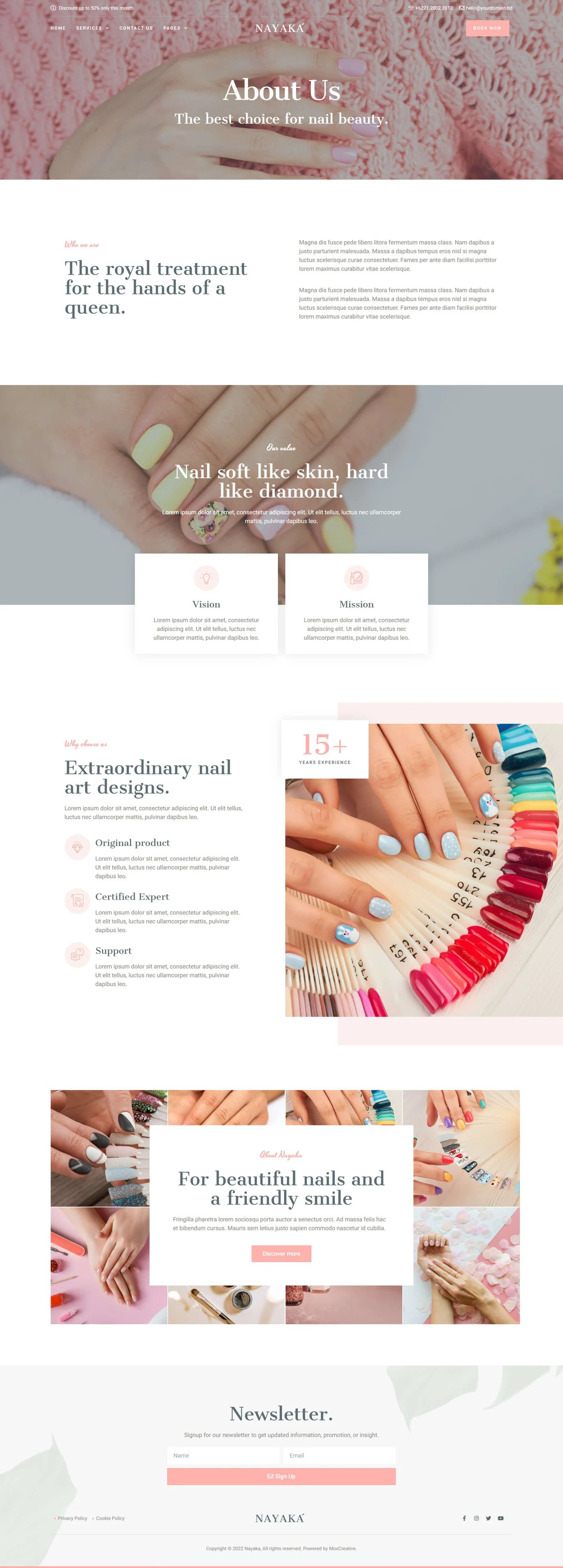 Imagen [2] - Nayaka - Nail Salon & Beauty Care Elementor Template Kit - Photon Flux | Servicio profesional de reparación de WordPress, en todo el mundo, ¡rápida respuesta!