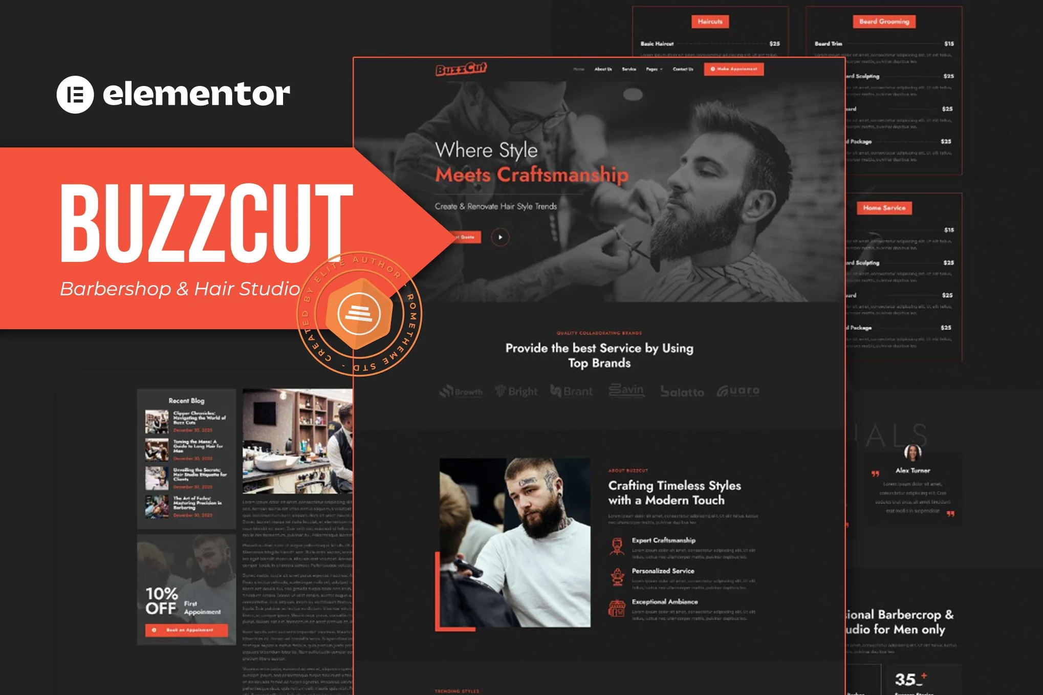 Buzzcut - Hairdresser & Hair Studio Elementor Pro Template Suite - Photon Fluctuation Network | Servicio profesional de reparación de WordPress, alcance global, respuesta rápida