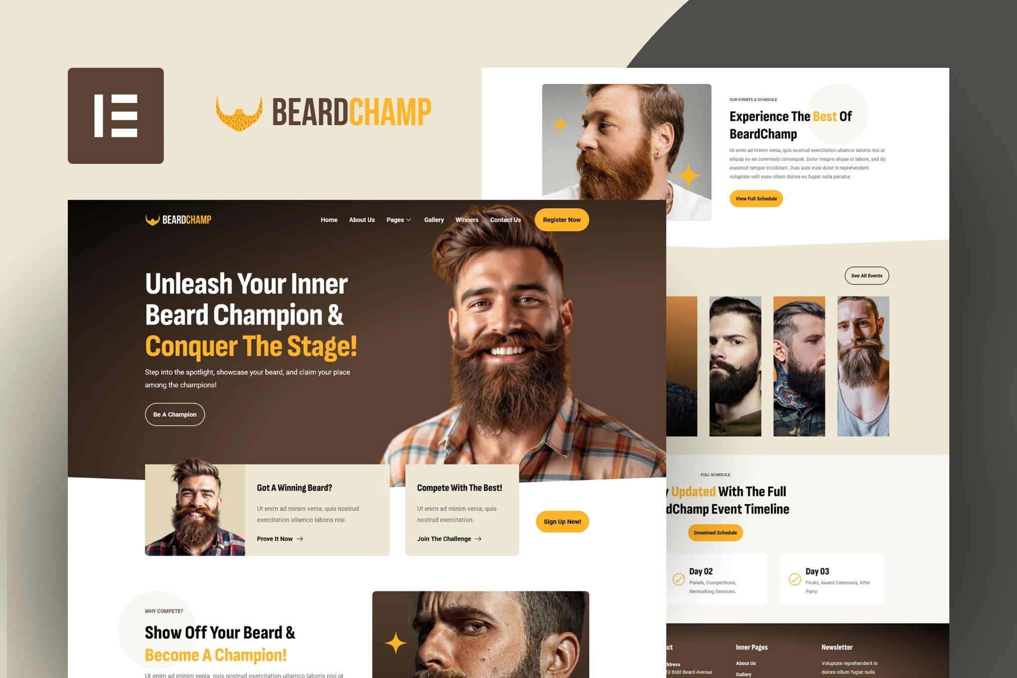 BeardChamp - Bigote y Barba de Ocho Concurso Elementor Template Kit - Photon Flux Network | Servicio Profesional de Reparaciones de WordPress, Alcance Global, Respuesta Rápida
