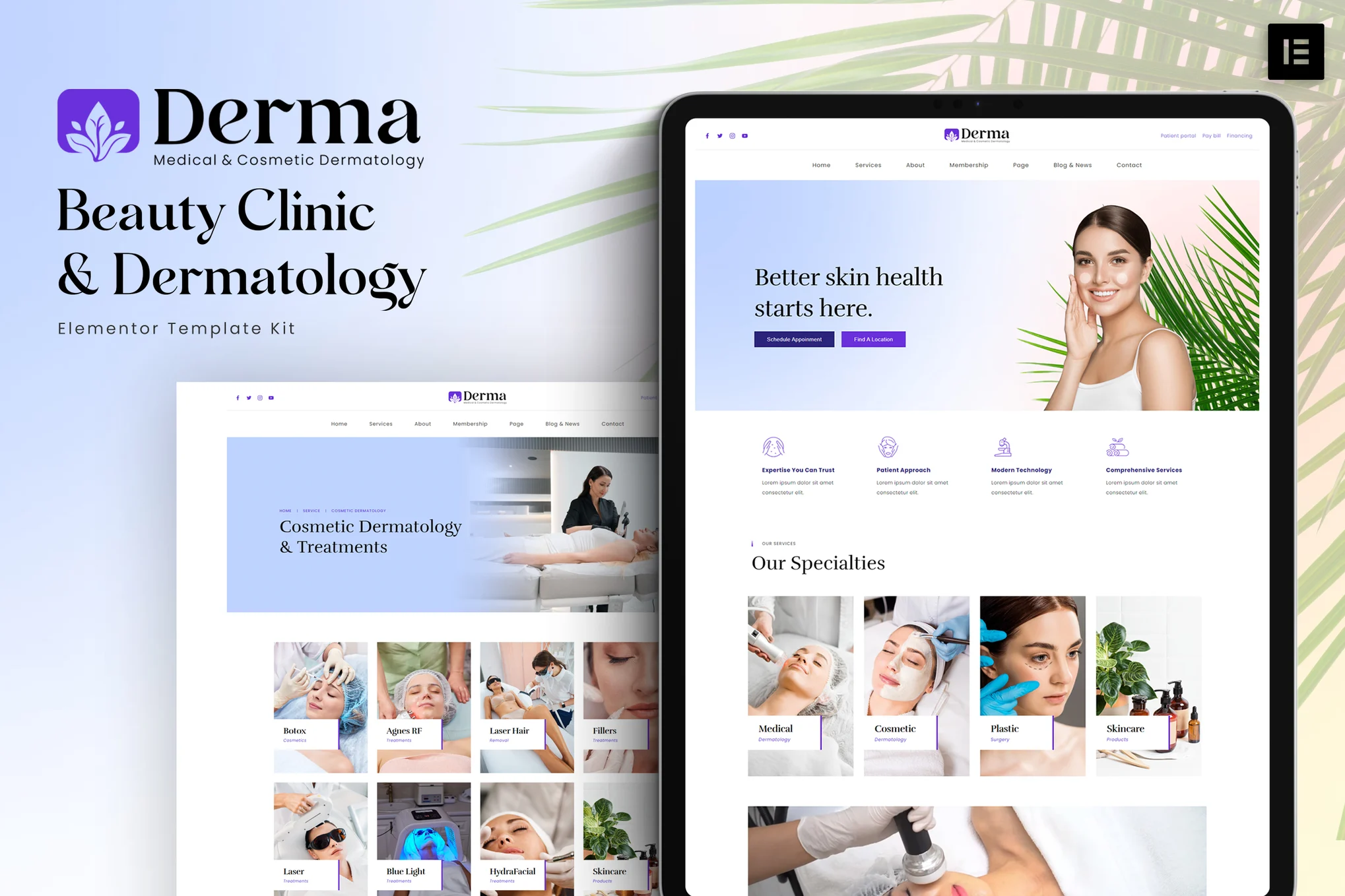 Derma - Beauty Clinic & Dermatology Elementor Template Suite - Photonflux.com | Servicio profesional de reparación de WordPress, alcance global, respuesta rápida