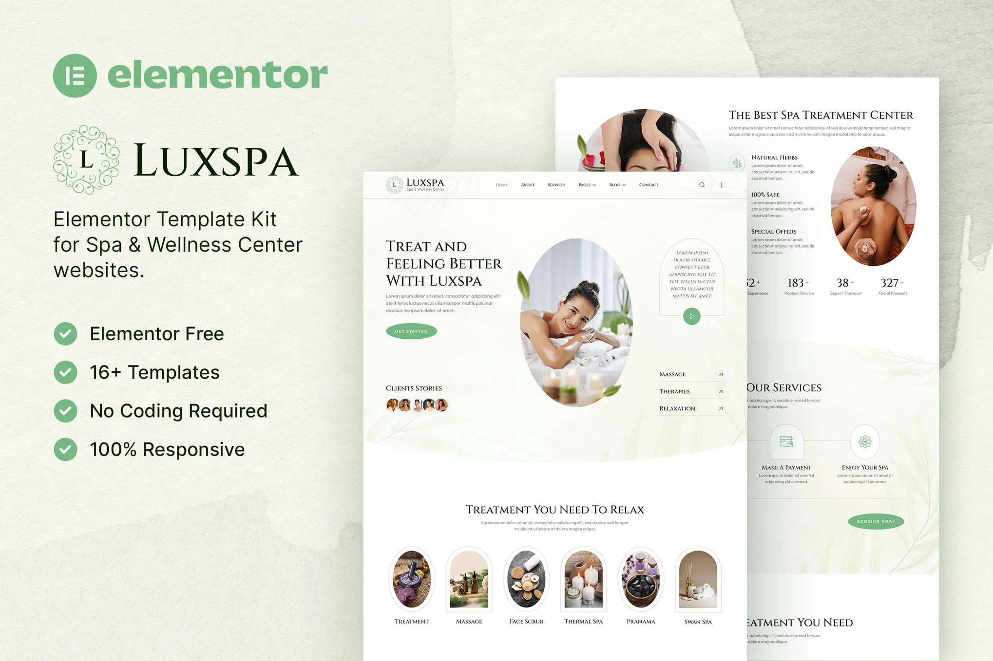 Luxspa – 水疗与健康中心 Elementor 模板套件-光子波动网 | 专业WordPress修复服务，全球范围，快速响应