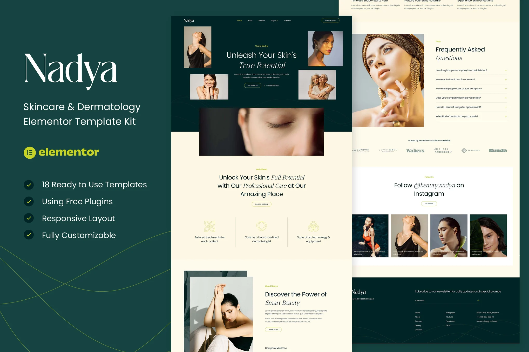 Nadya - Skin Care & Dermatology Elementor Template Suite - Photonflux.com | Servicio Profesional de Reparación de WordPress, Alcance Global, Respuesta Rápida