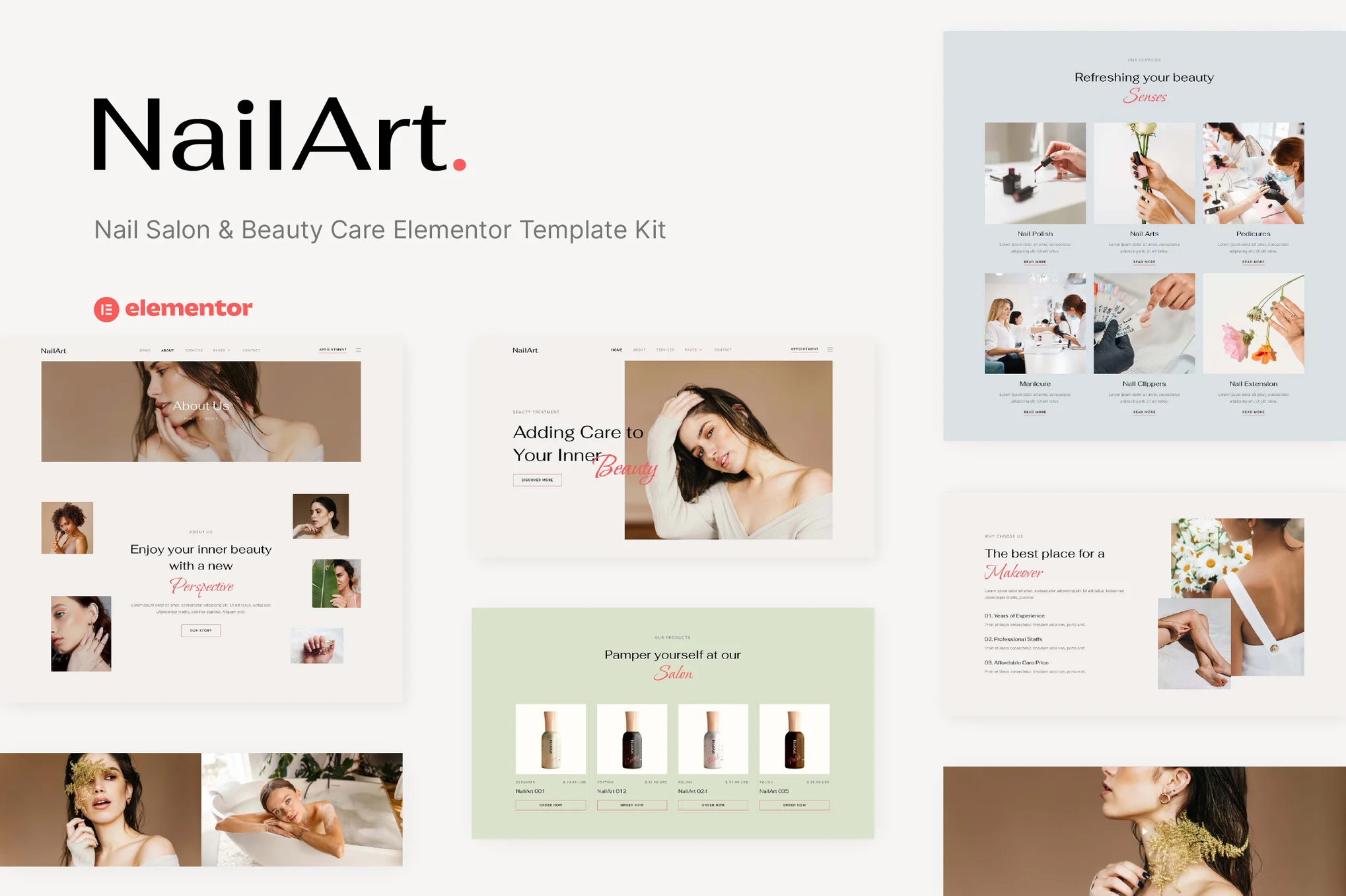 Nailart - Nail Salon & Beauty Care Elementor Template Suite - Photonflux.com | Servicio profesional de reparación de WordPress, en todo el mundo, respuesta rápida