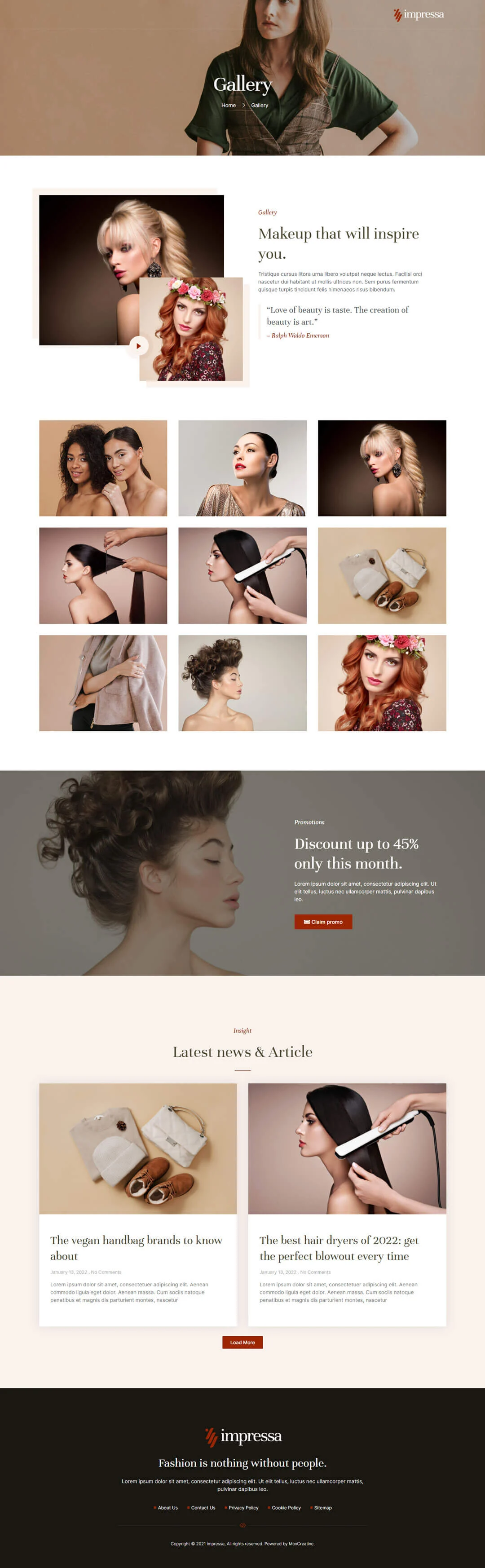 图片[1]-Impressa – 个人造型与化妆服务 Elementor 模板套件-光子波动网 | 专业WordPress修复服务，全球范围，快速响应