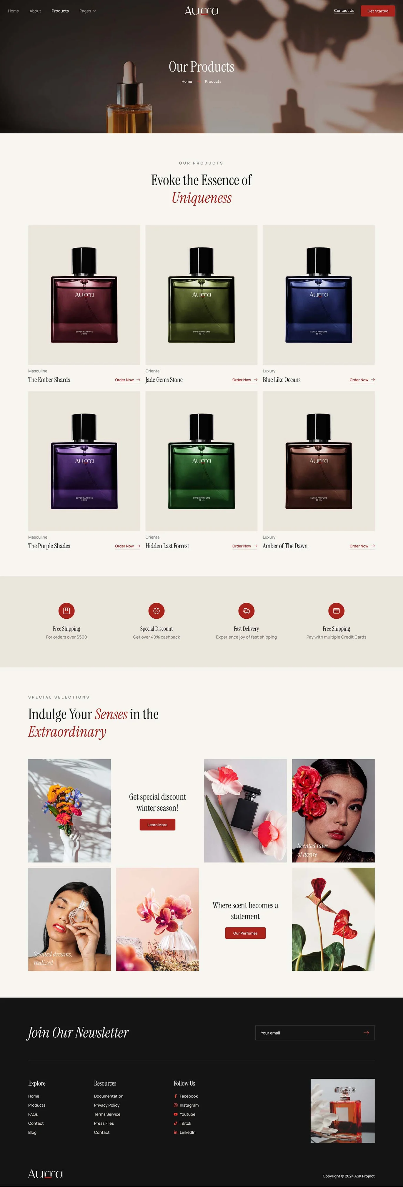 Image [1] - Aurra - Perfume & Fragrance Elementor Template Suite - Photon Flux Network | Service professionnel de réparation de WordPress, dans le monde entier, réponse rapide