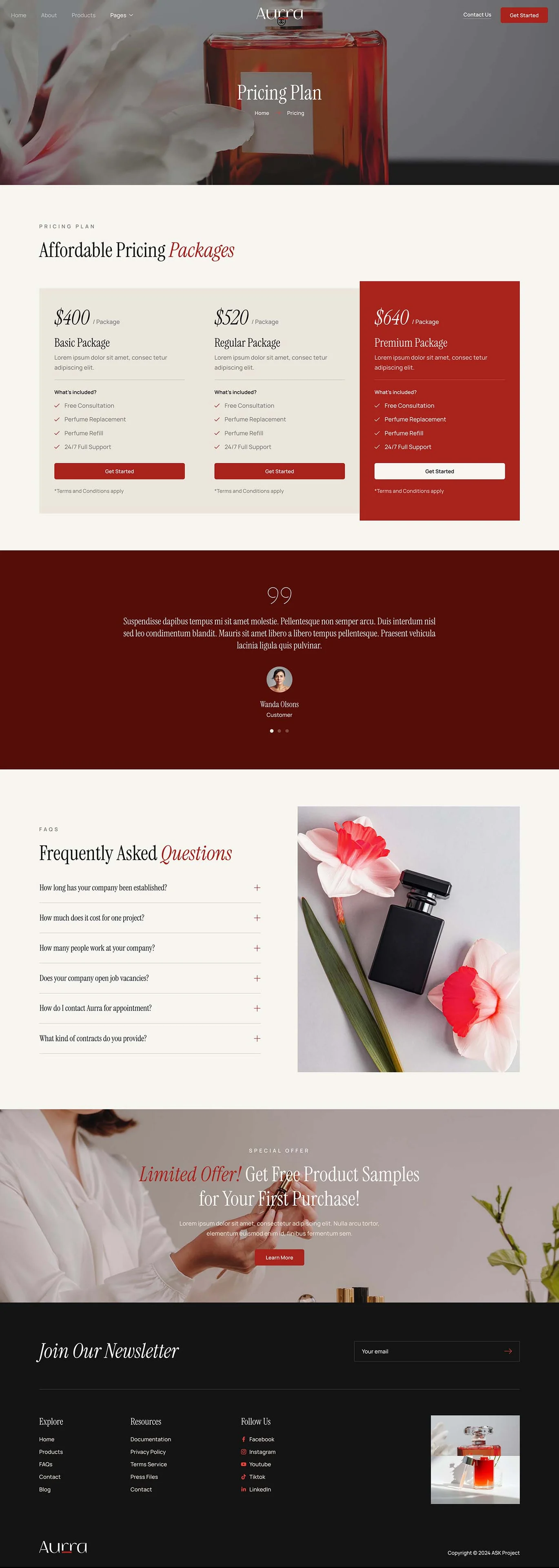 Image [2] - Aurra - Perfume & Fragrance Elementor Template Suite - Photon Flux | Service professionnel de réparation de WordPress, dans le monde entier, réponse rapide