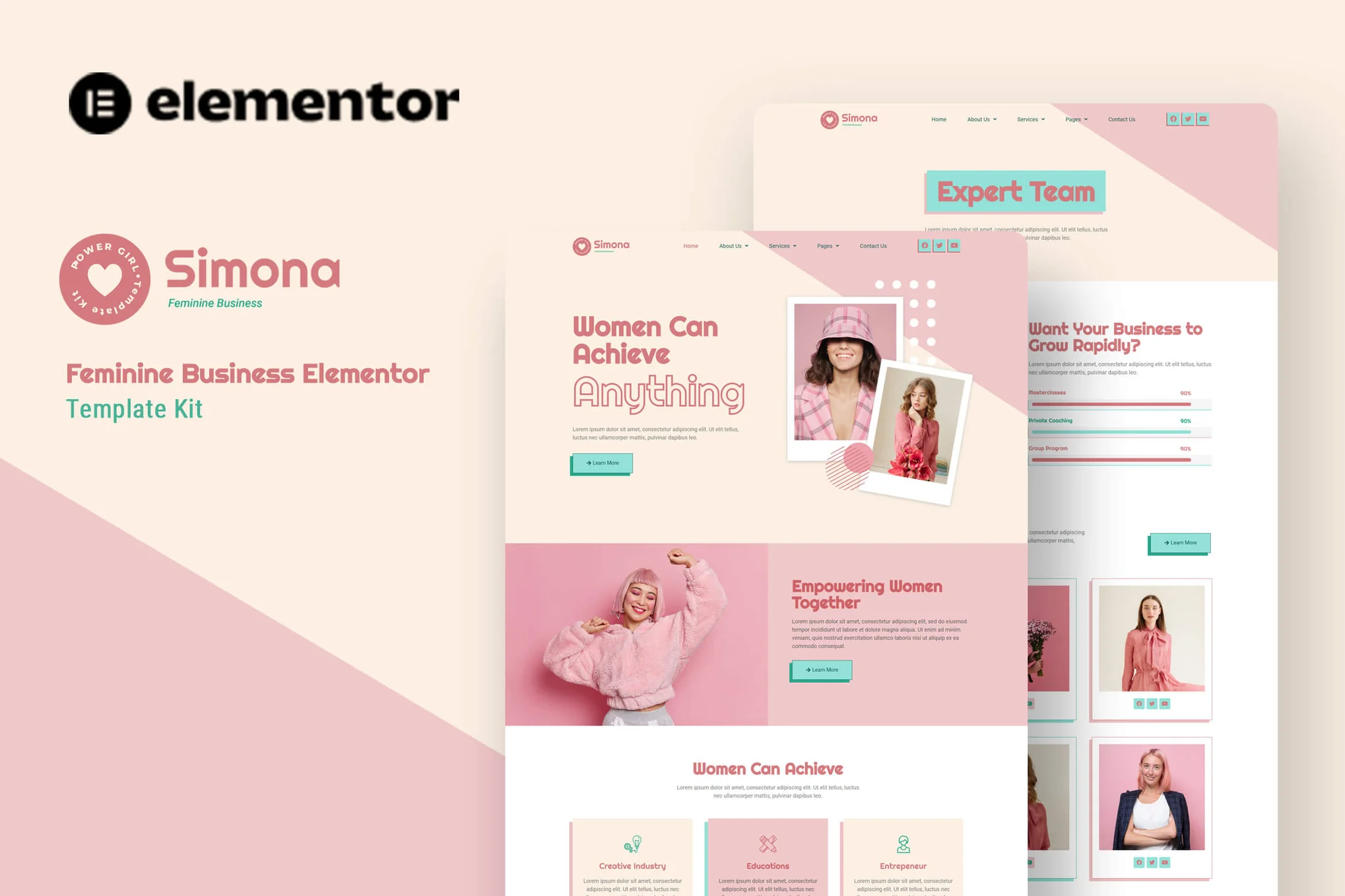 Simona - Elementor Template Suite for Women's Business Category - Photon Flux | Servicio profesional de reparación de WordPress, alcance global, respuesta rápida