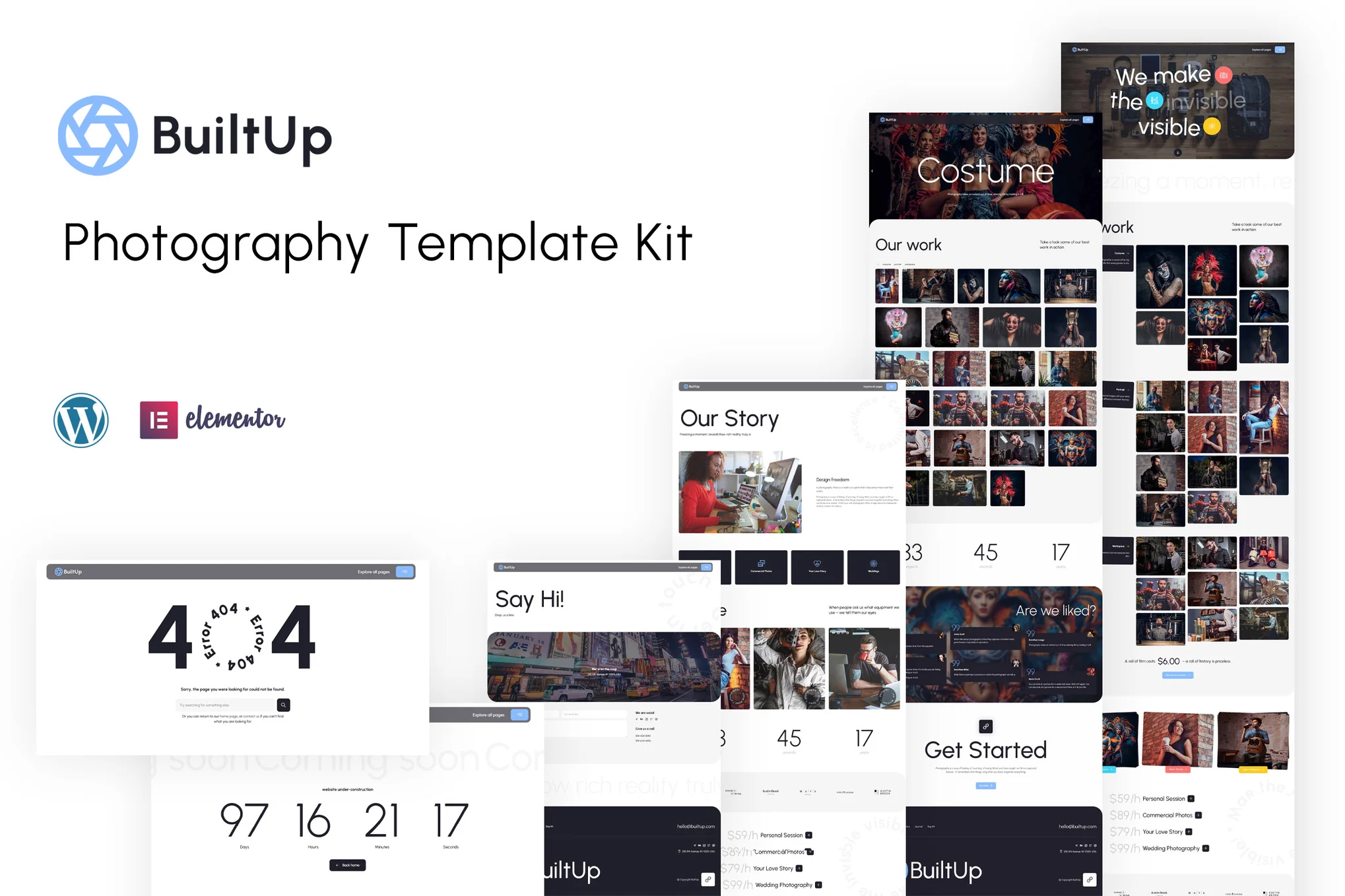 BuiltUp - Photography Portfolio Elementor Template Suite - Photon Flux | Servicio Profesional de Reparación de WordPress, Alcance Global, Respuesta Rápida