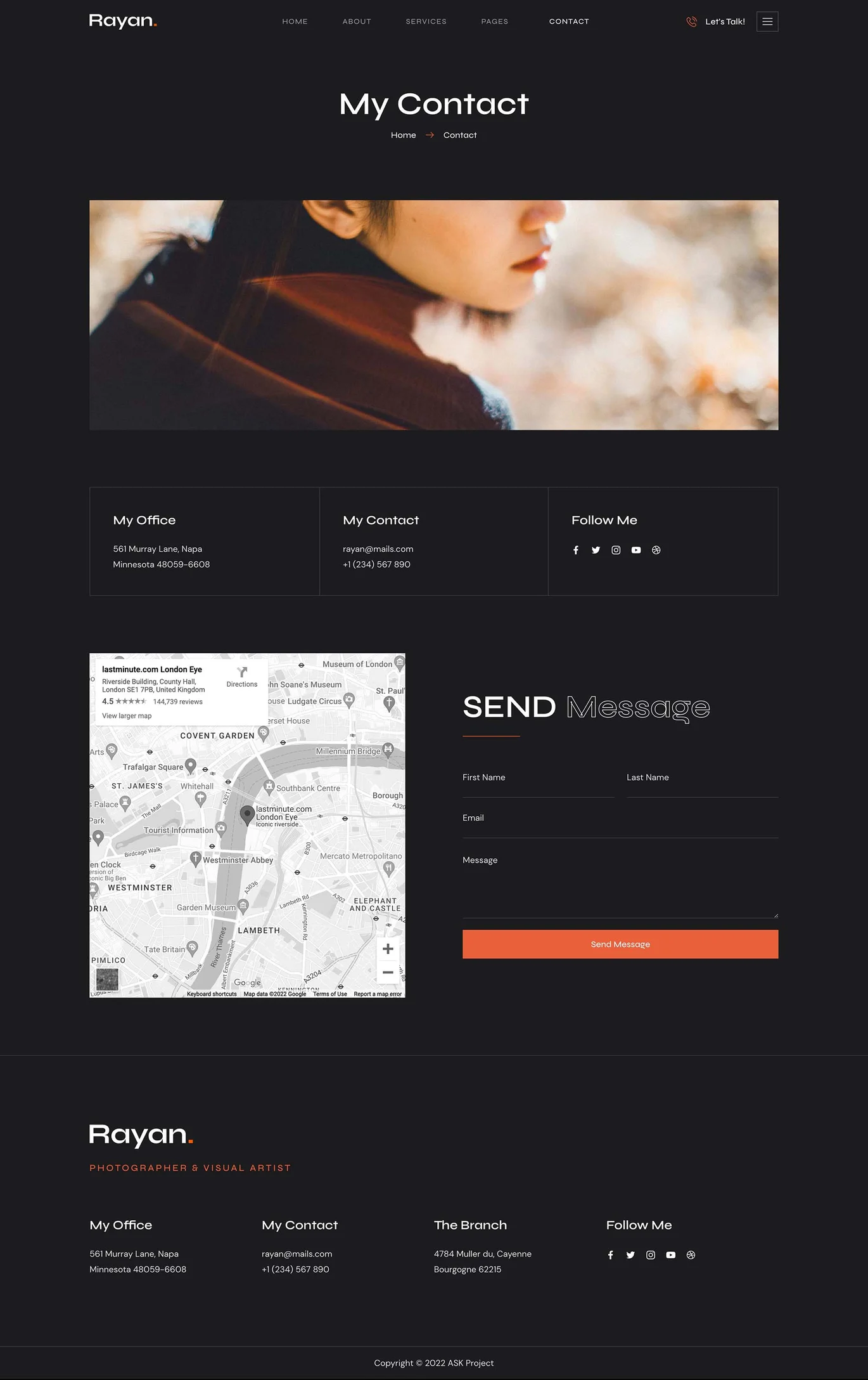 Imagen [1] - Rayan - Photography & Portfolio Elementor Template Suite - Photon Flux | Servicio profesional de reparación de WordPress, alcance global, respuesta rápida
