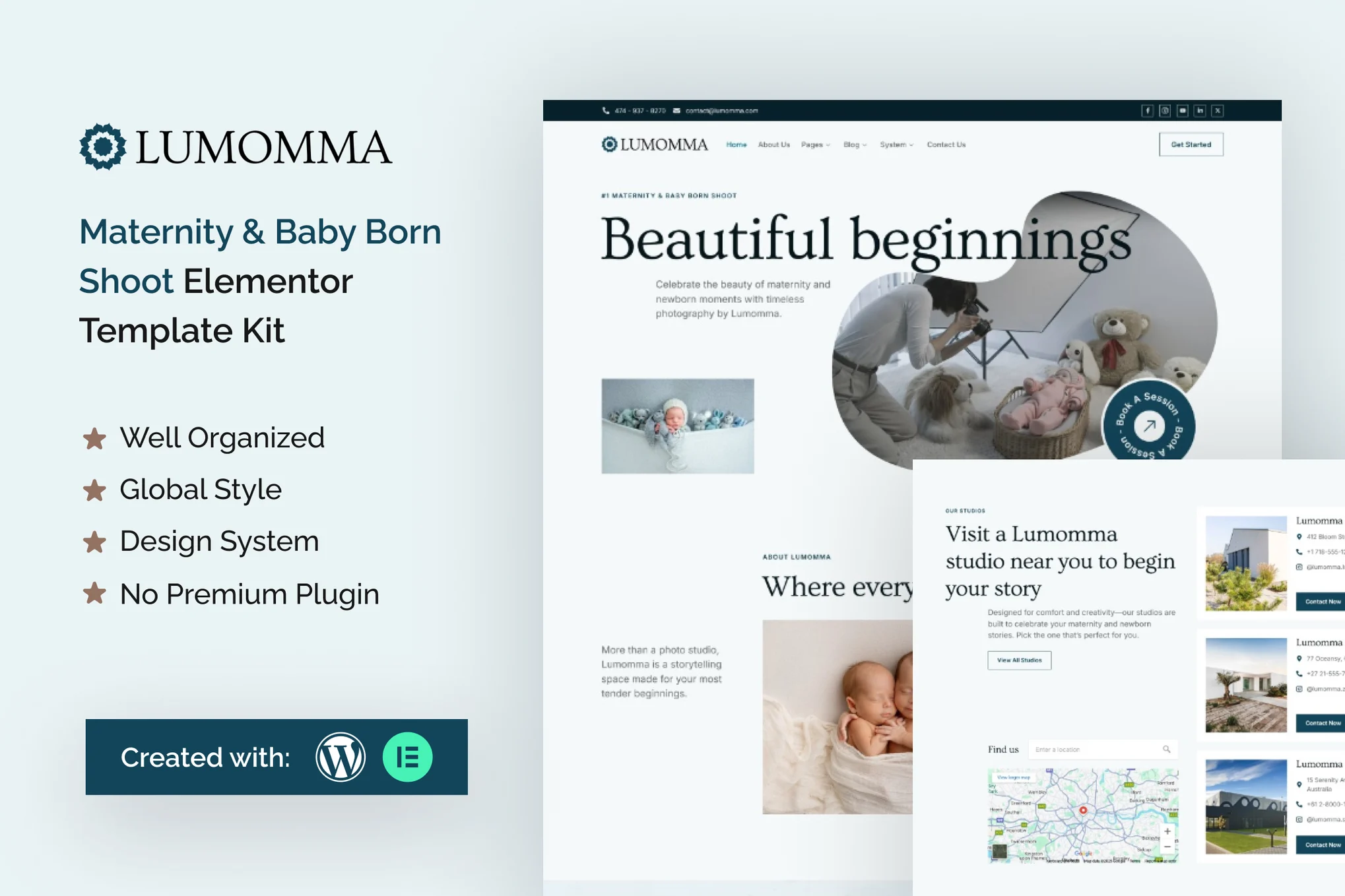 Lumomma - Maternity & Newborn Photography Elementor Template Suite - Photonflux.com | Servicio Profesional de Reparación de WordPress, Alcance Global, Respuesta Rápida