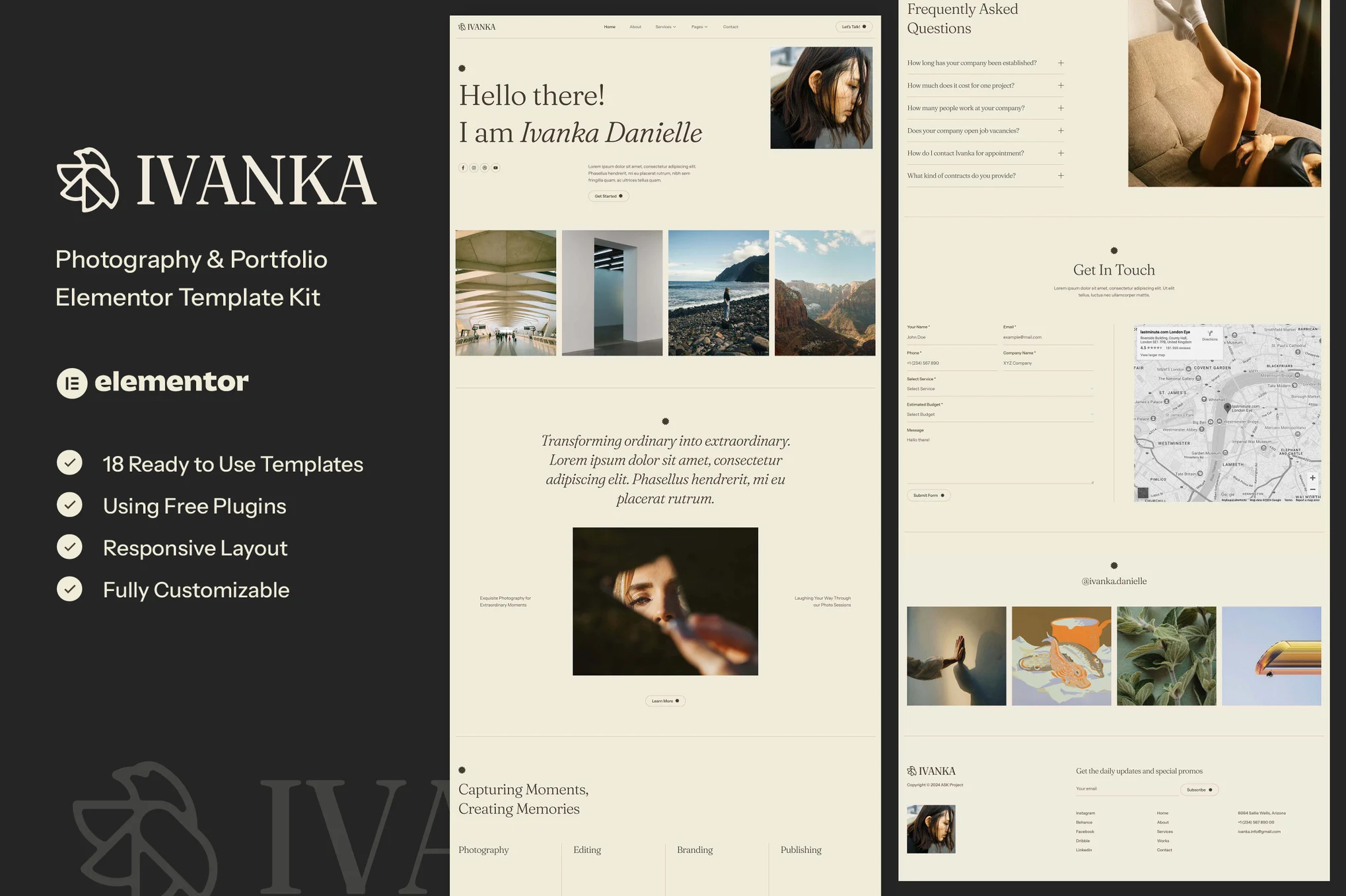 Ivanka - Photography & Portfolio Elementor Template Suite - Photonwave.com | Servicio profesional de reparación de WordPress, alcance global, respuesta rápida