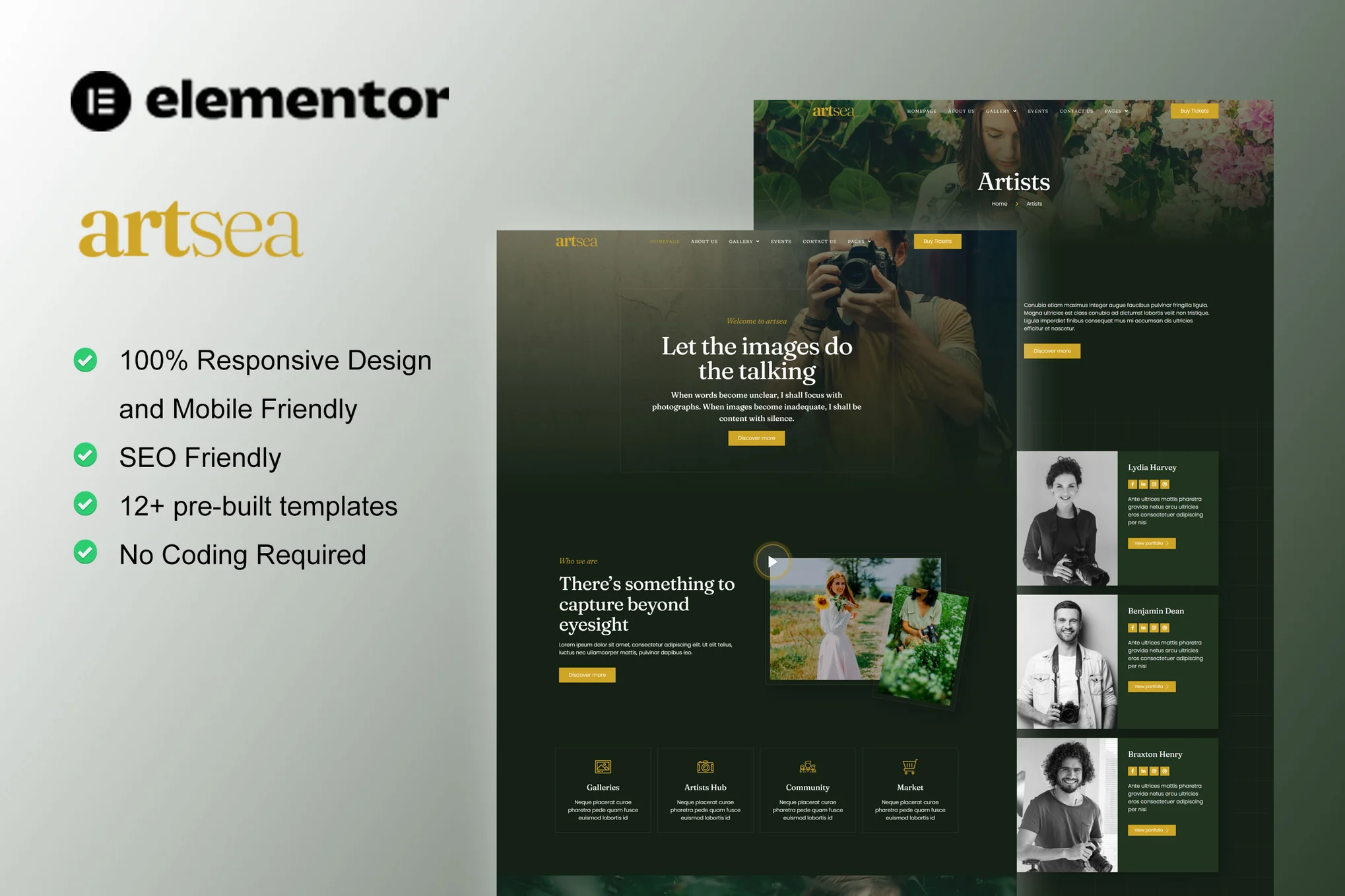 Artsea - Photography & Art Gallery Elementor Pro Template Suite - Photon Flux | Servicio Profesional de Reparaciones de WordPress, Cobertura Global, Respuesta Rápida