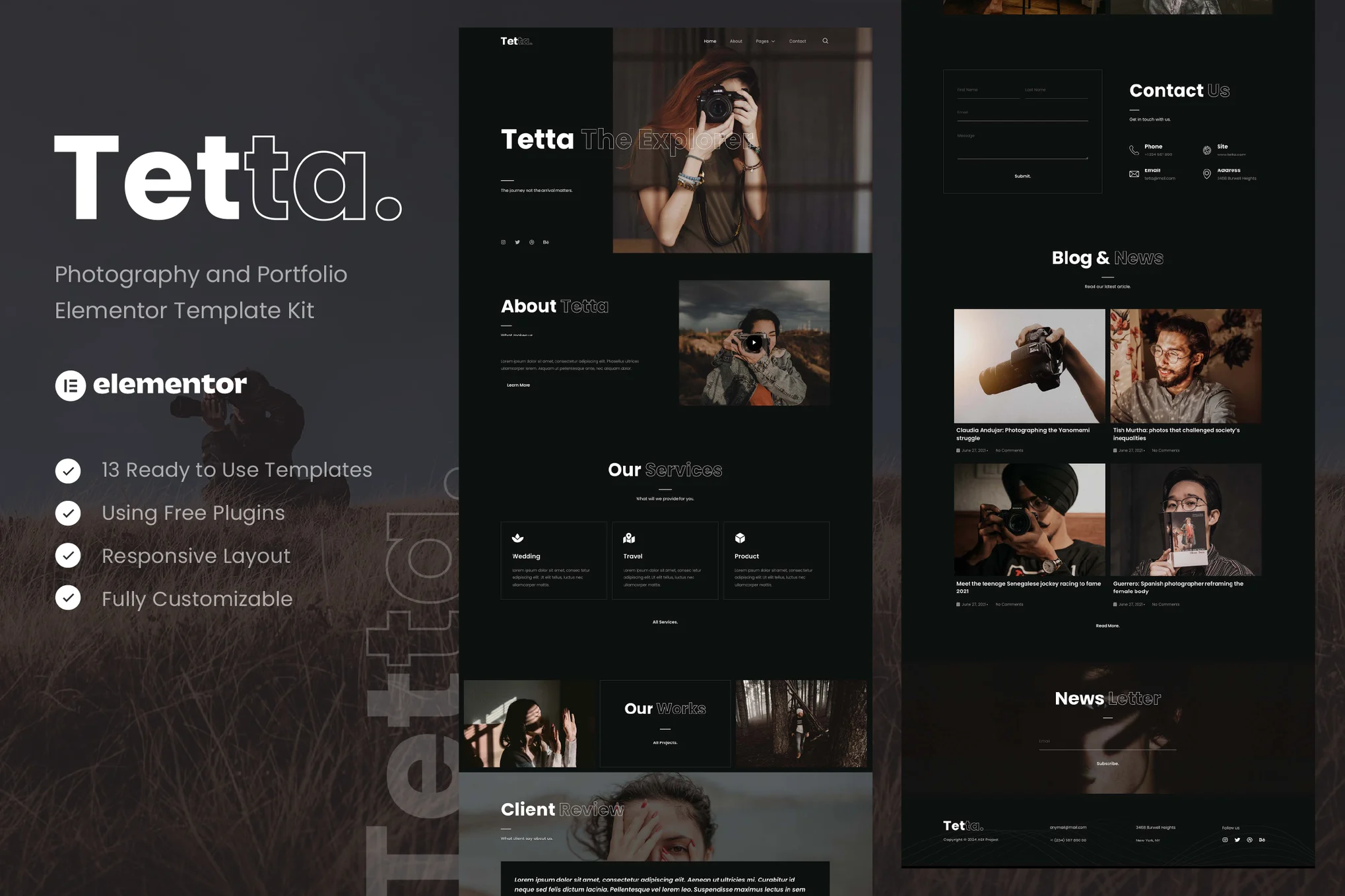 Tetta - Photography & Portfolio Elementor Template Suite - Photonflux.com | Servicio Profesional de Reparación de WordPress, Alcance Global, Respuesta Rápida