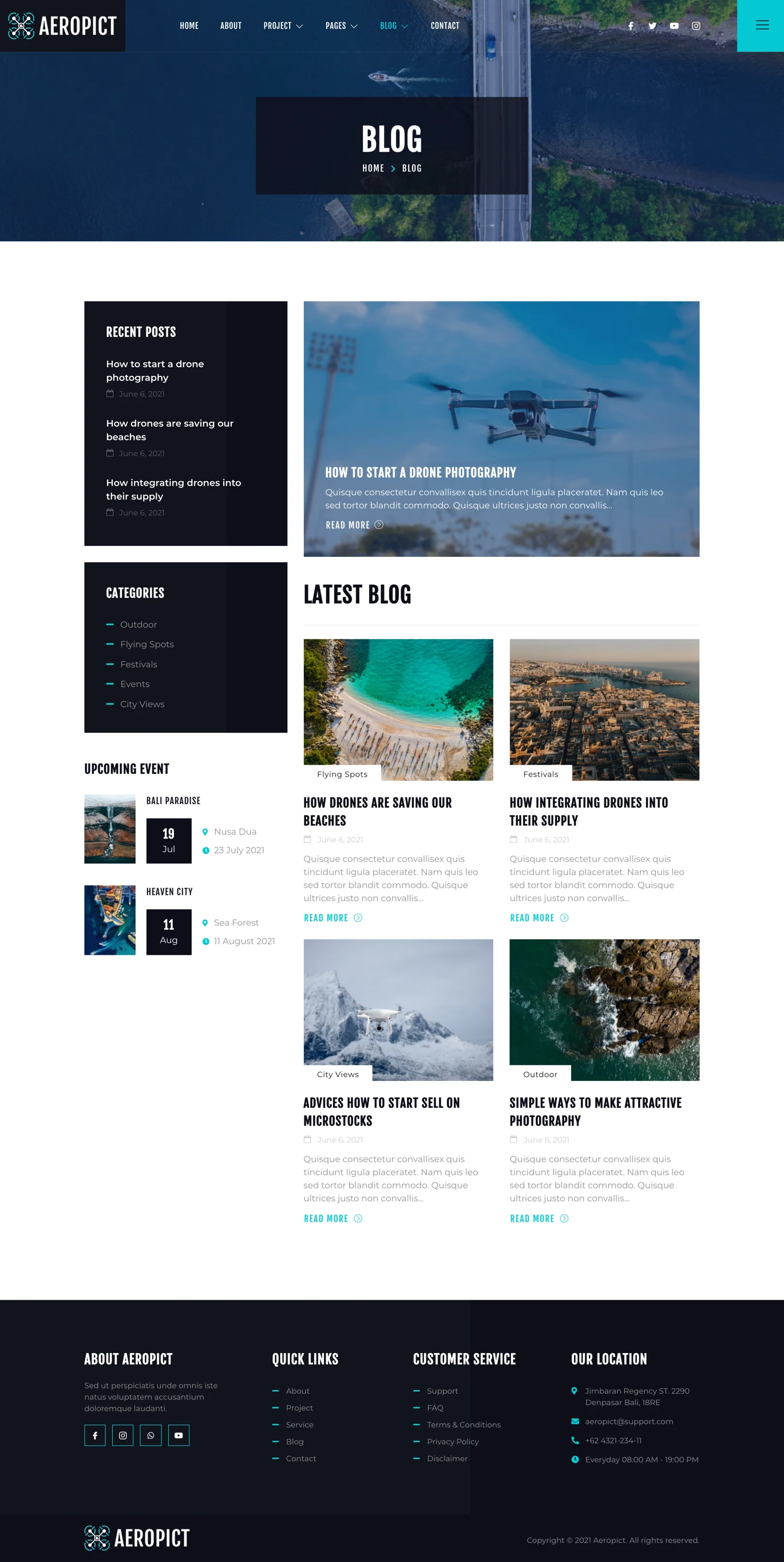 Imagen [2] - Aeropict - Aerial Photography & Videography Elementor Template Suite - Photon Flux | Servicio profesional de reparación de WordPress, alcance global, respuesta rápida