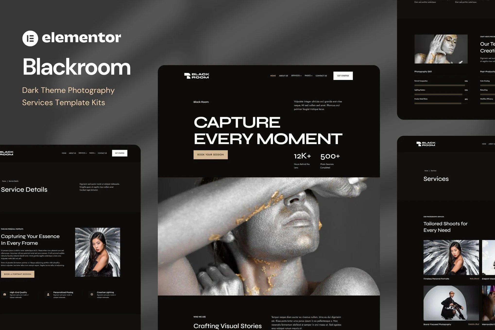 Blackroom - Dark Style Photography Elementor Template Suite - Photonflux.com | Professional WordPress repair service, global reach, fast response