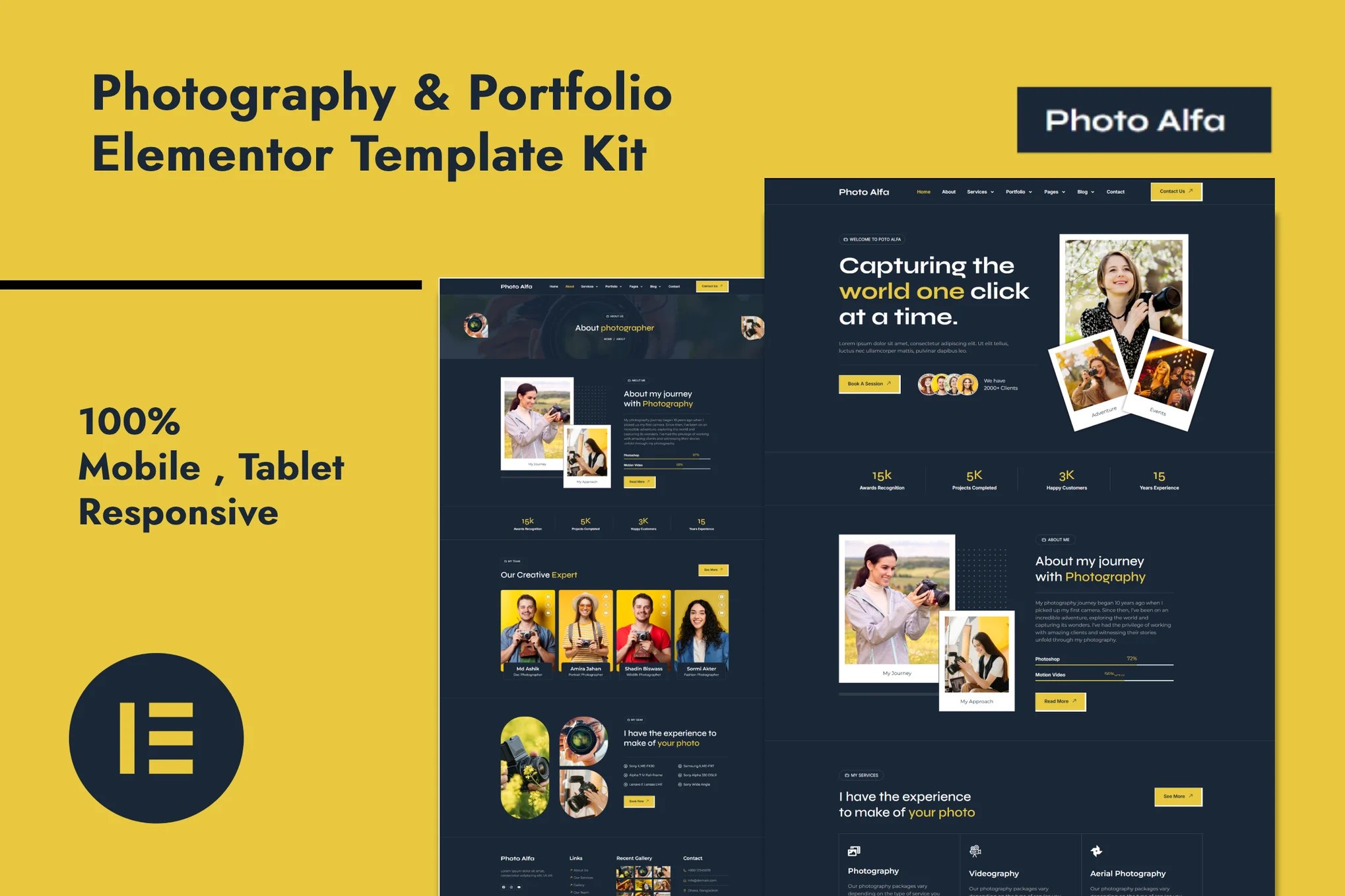 Photo Alfa - Photography & Portfolio Elementor Pro Template Suite - Photonflux.com | Servicio Profesional de Reparación de WordPress, Alcance Global, Respuesta Rápida