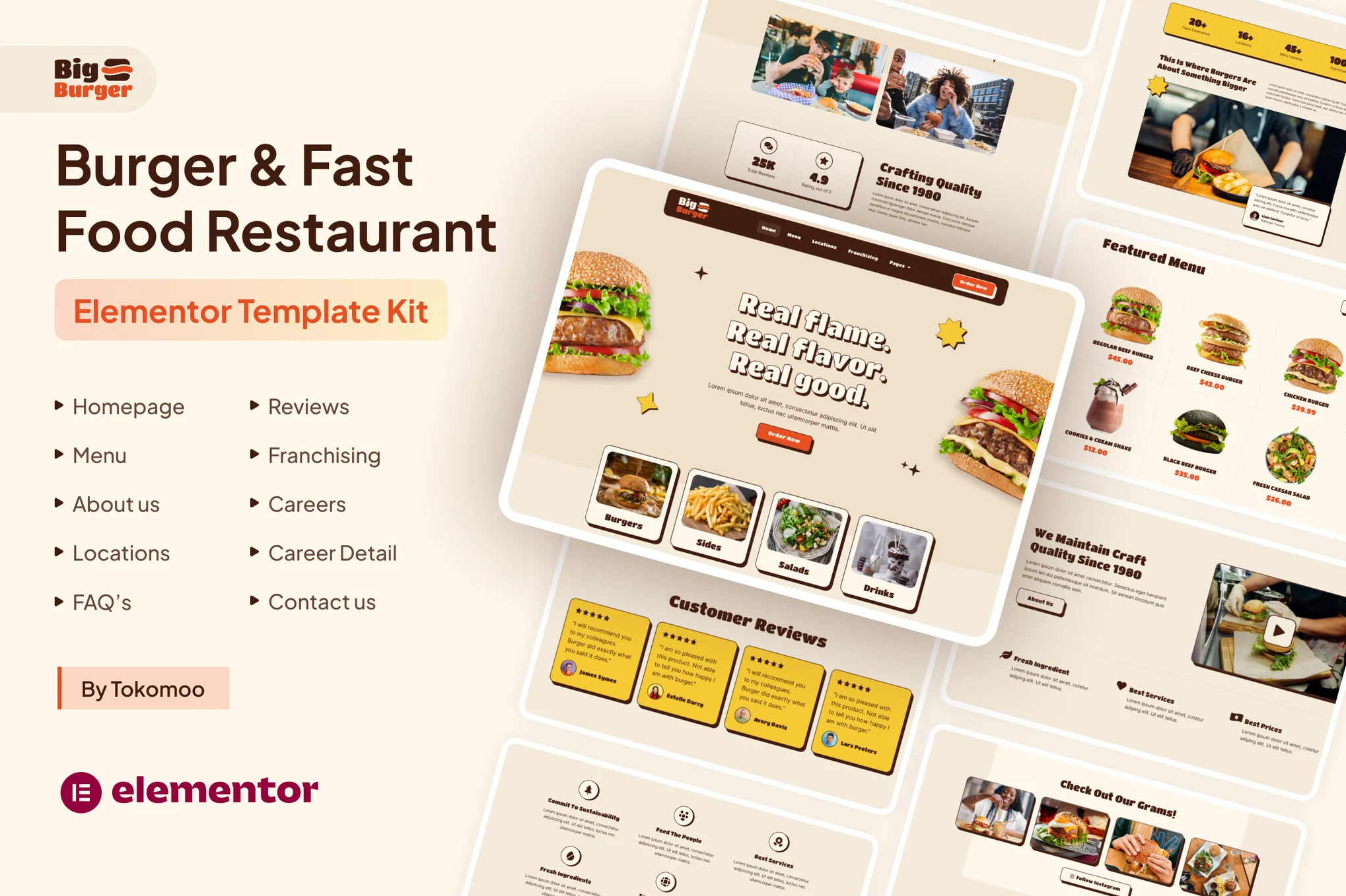 BigBurger - Burgers & Fast Food Elementor Pro Template Suite - Photon Flux | Servicio profesional de reparación de WordPress, alcance global, respuesta rápida