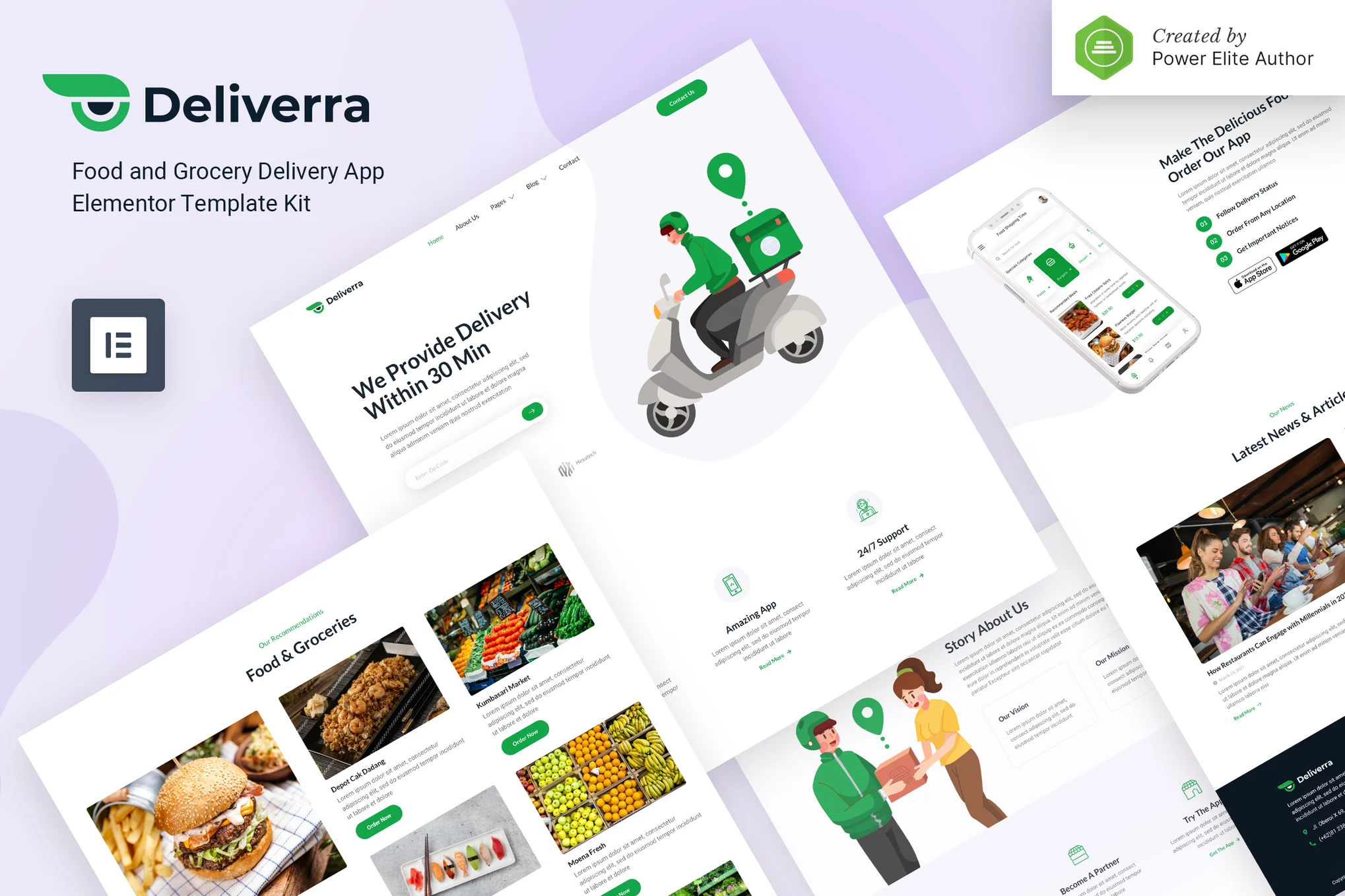 Deliverra - Food & Grocery Delivery App Elementor Template Suite - Photon Flux Network | Professional WordPress Repair Service, Global Reach, Fast Response