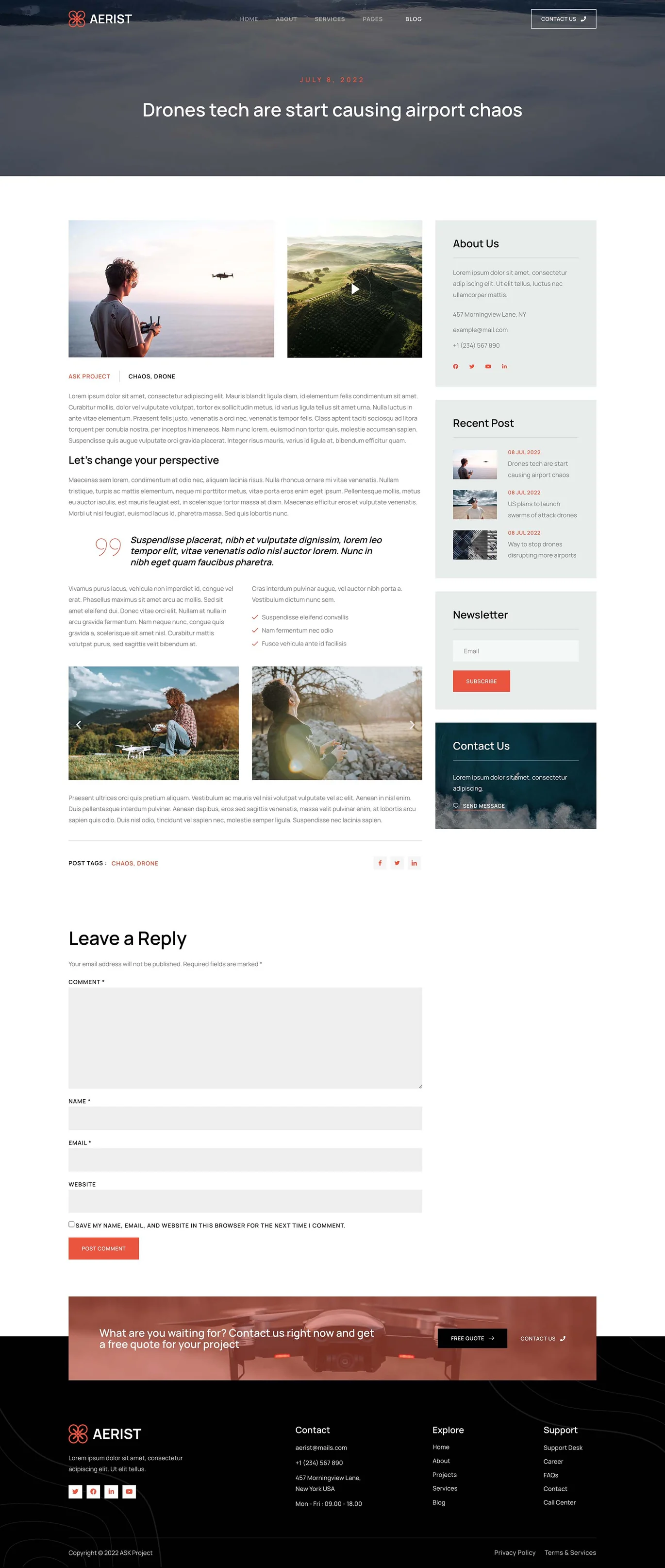 Image [2] - Aerist - Drone Aerial Video & Photography Elementor Template Suite - Photon Fluctuation Network | Professional WordPress Repair Service, Global Reach, Fast Response