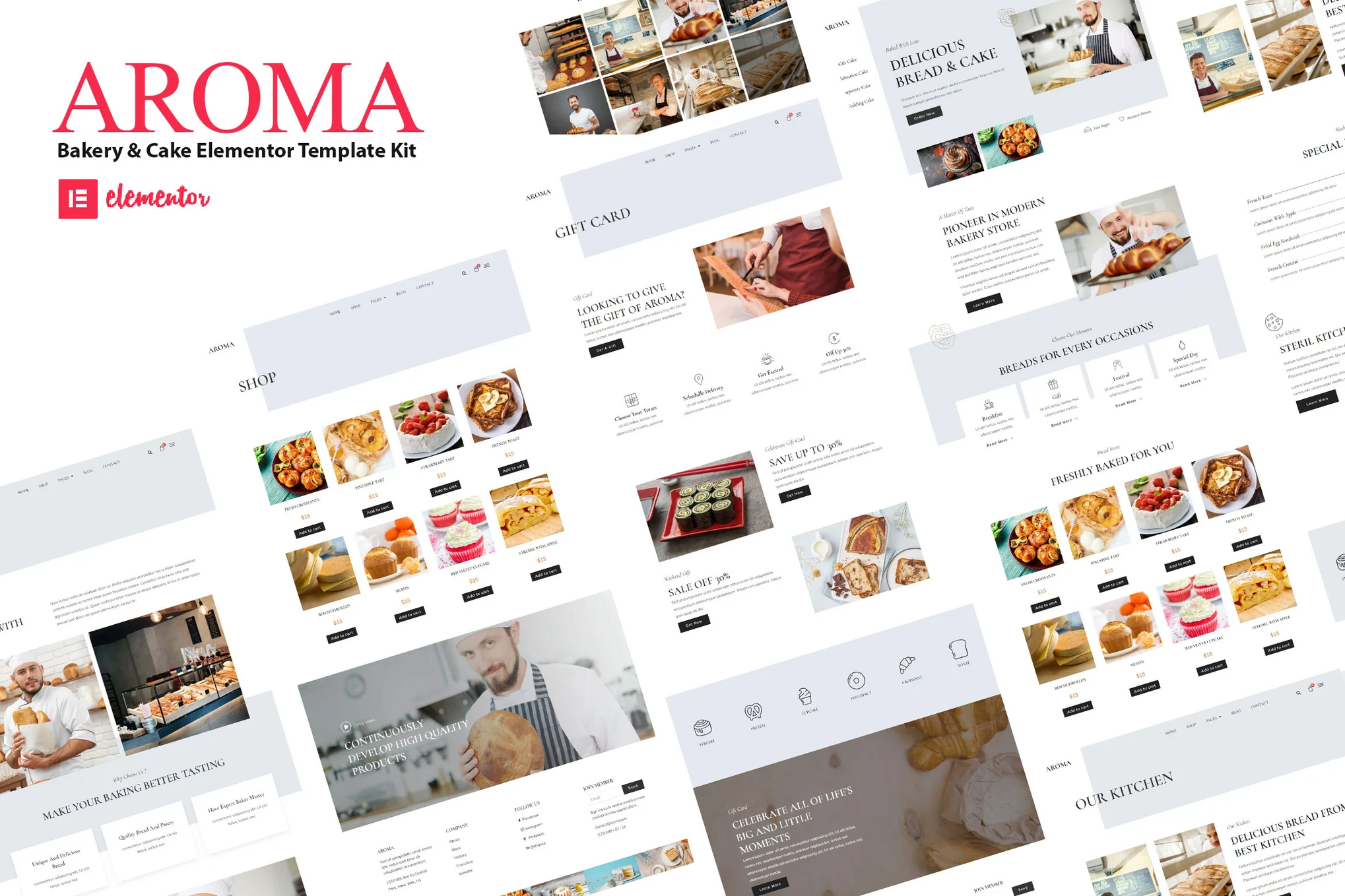 Aroma - Bakery & Cake Shop Elementor Template Suite - Photon Flux | Servicio profesional de reparación de WordPress, alcance global, respuesta rápida