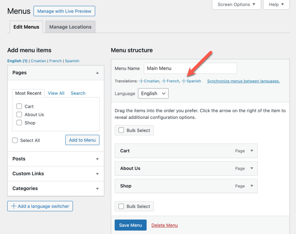 Image [4]-WPML Menu Translation Complete Tutorial : Prendre soin de la structure du menu multilingue et des liens personnalisés