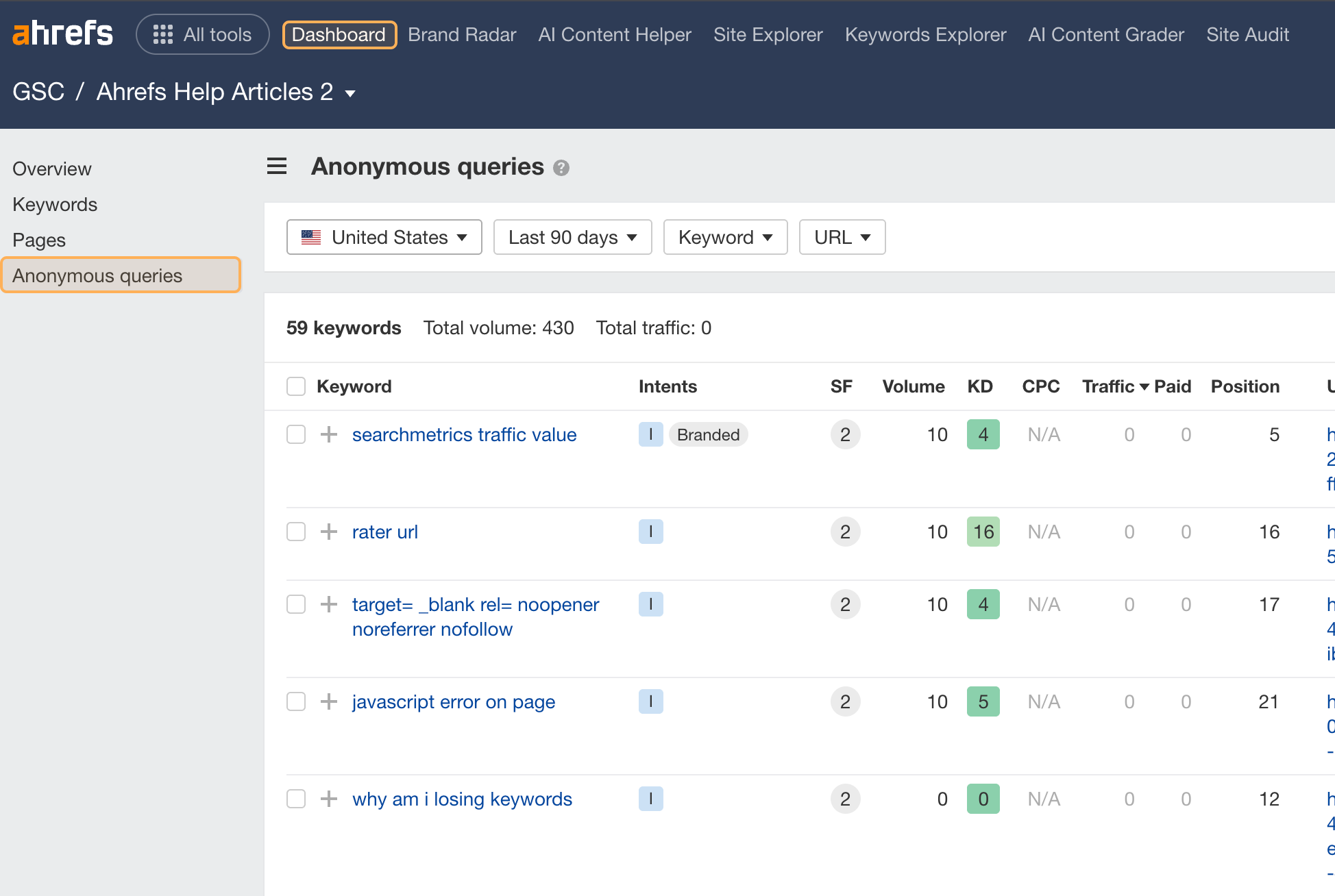 图片[20]-Ahrefs 仪表板高效管理指南：项目排序、收藏与GSC数据整合技巧