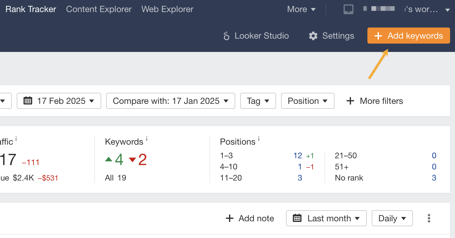 Imagen [3]-Guía completa de Ahrefs Rank Tracker: Guía de adición de palabras clave y gestión de ranking multirregión