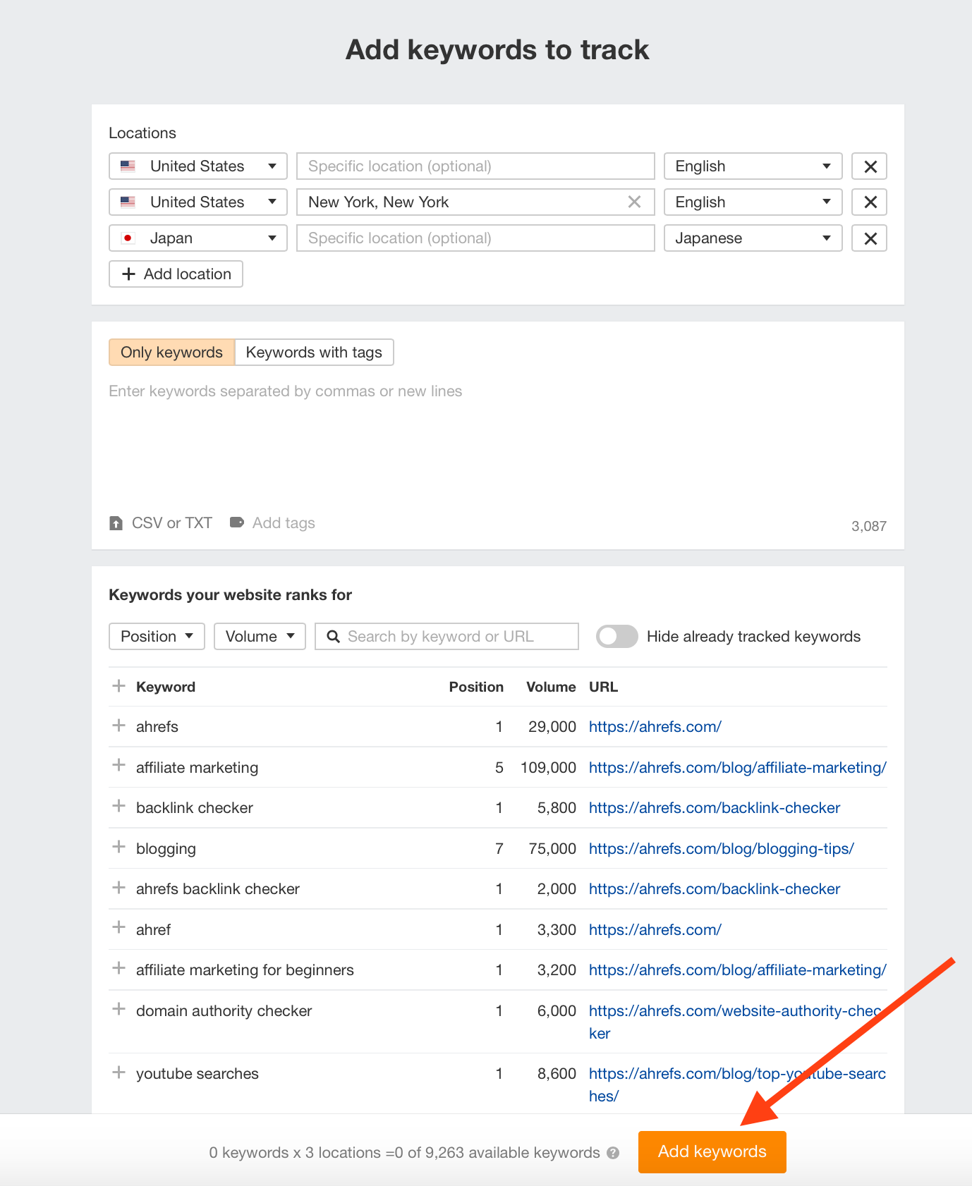 Imagen [4]-Guía completa de Ahrefs Rank Tracker: Guía de adición de palabras clave y gestión de ranking multirregión