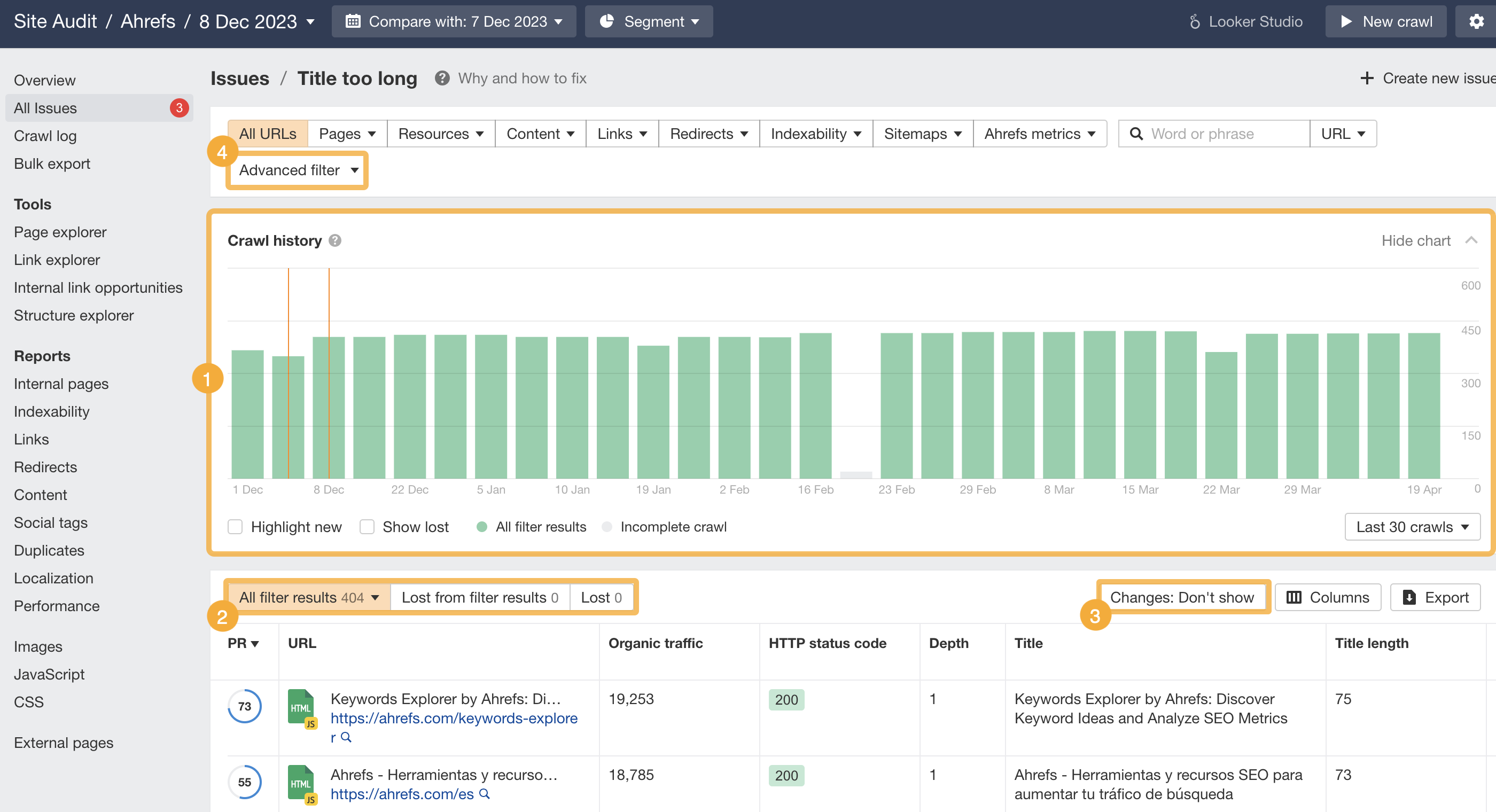 画像[11]-Ahrefs Site Audit クロール比較：隠れたウェブサイトの問題を素早く発見