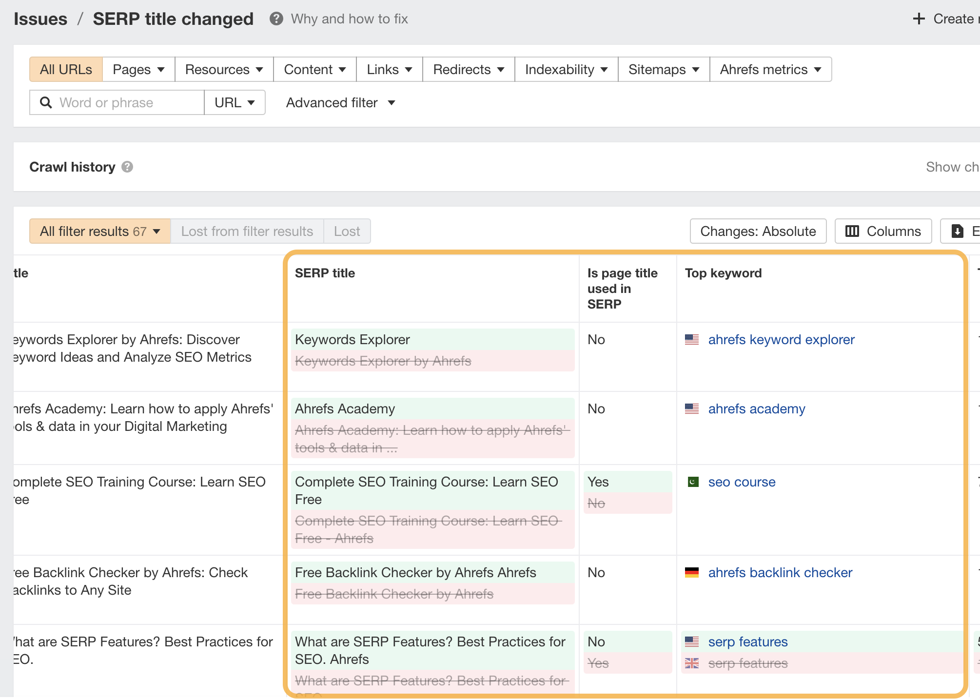 画像[17]-Ahrefs Site Audit クロール比較：隠れたウェブサイトの問題を素早く発見