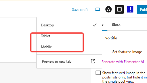 Modes de prévisualisation pour tablettes et mobiles