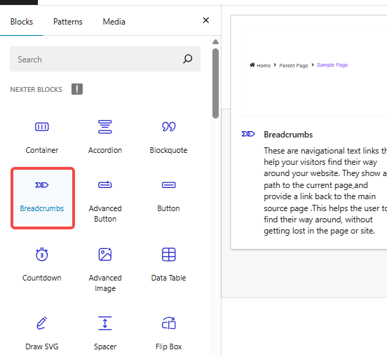 Miettes de pain Navigation par miettes de pain