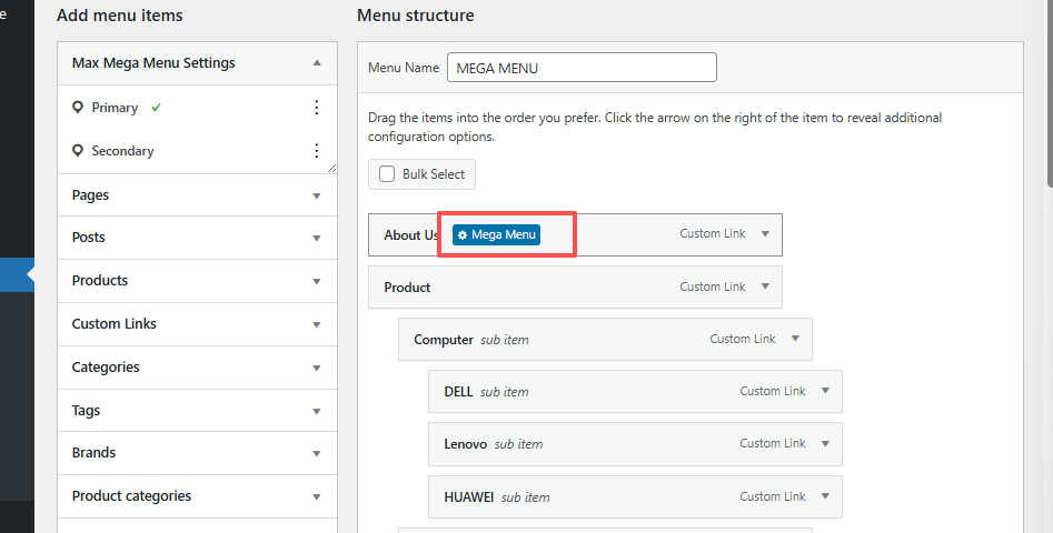 WordPress super menu icon setting method WordPress menu icon adding tutorial super menu icon location where the