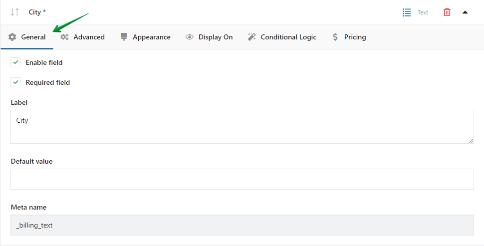 Flexible Checkout Fields常规设置隐藏账单字段