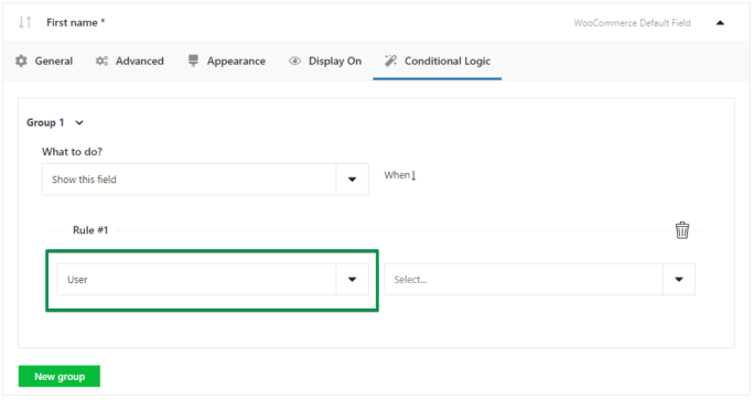 条件逻辑中设置用户角色选择触发条件